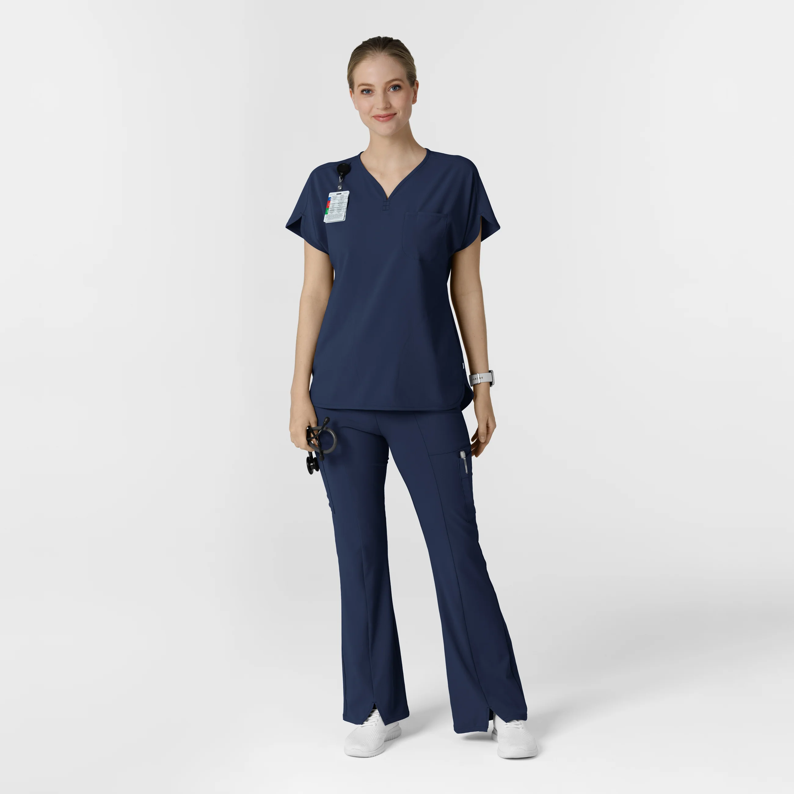 RENEW Women's Dolman Scrub Top - Navy - Image 3