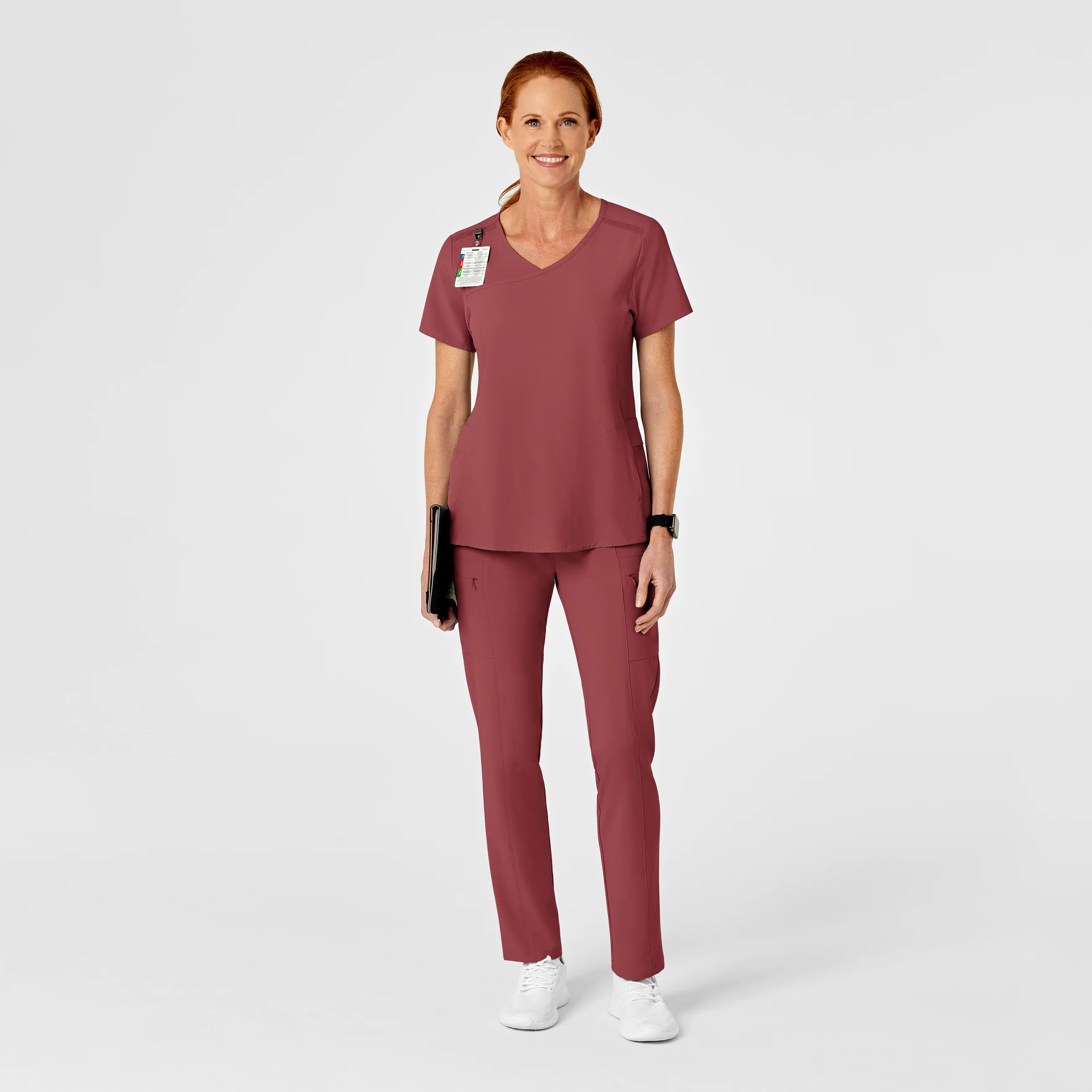 RENEW Women's High Waist Slim Leg Scrub Pant - Ruby - Image 3