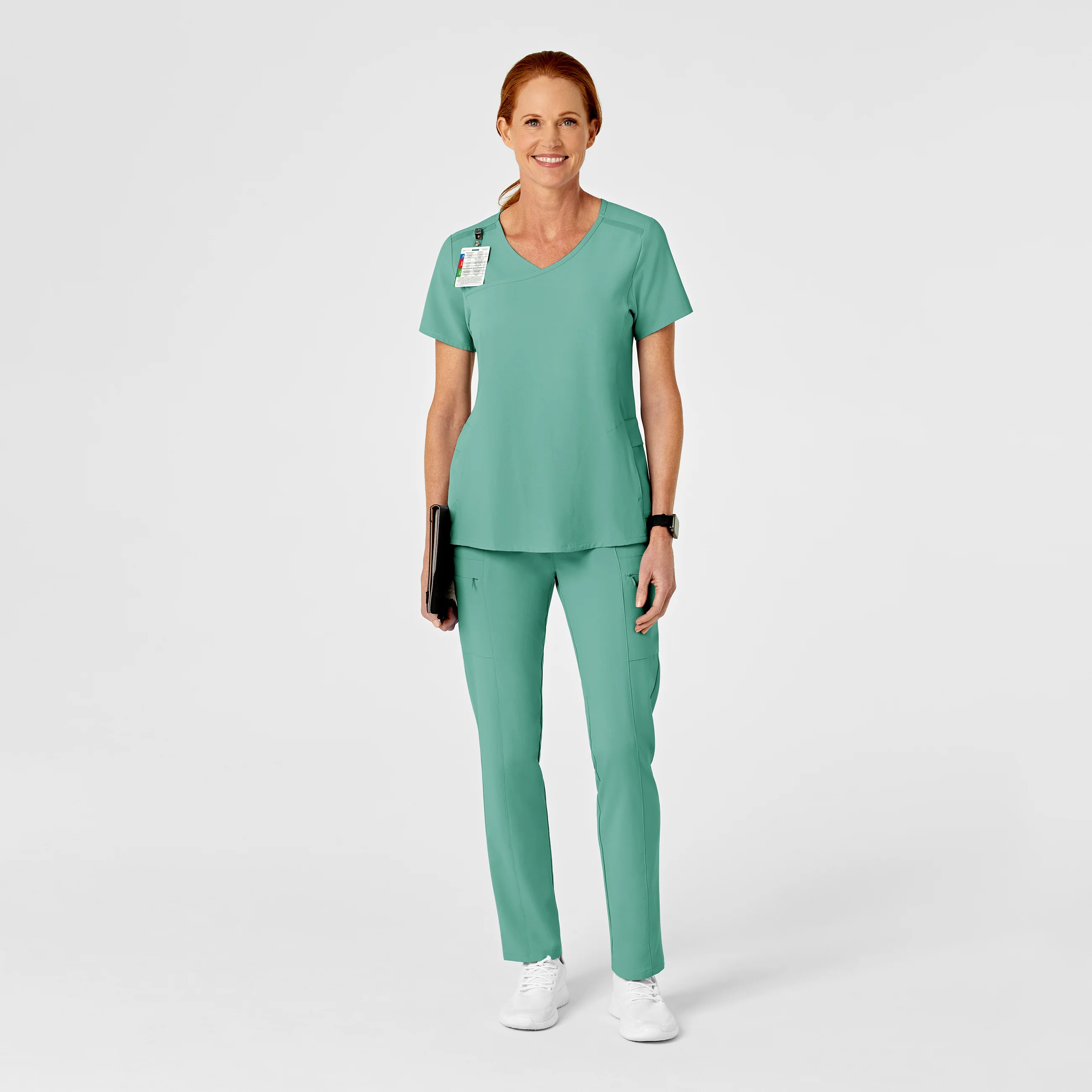 RENEW Women's High Waist Slim Leg Scrub Pant - Turquoise - Image 3