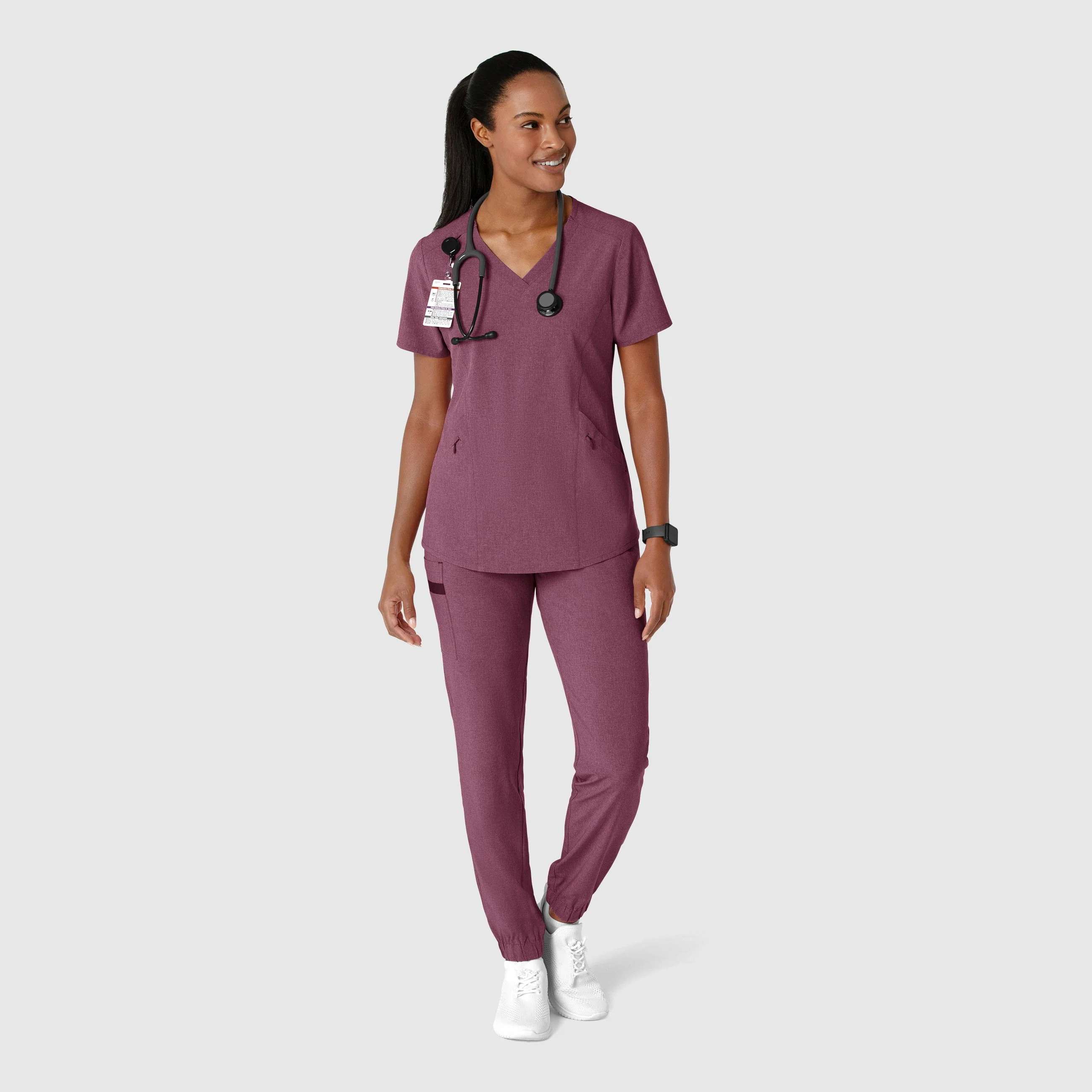 RENEW Women's Jogger Scrub Pant - Wine Heather - Image 3