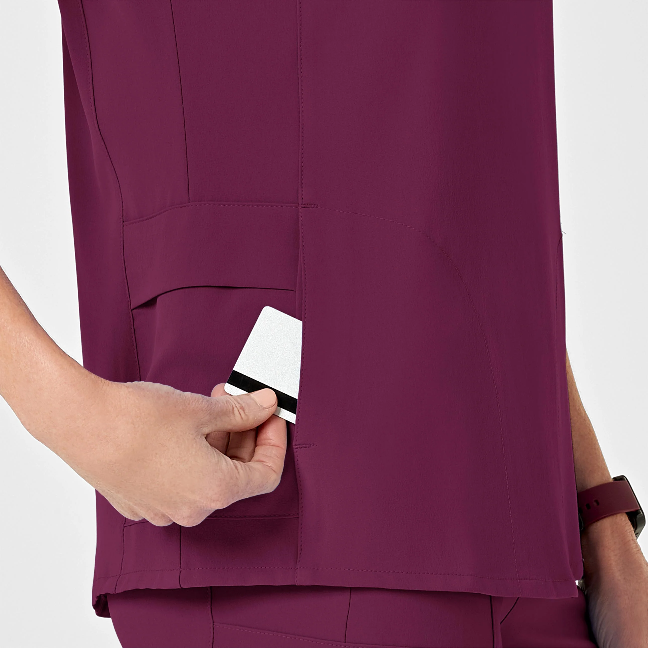 RENEW Women's Mock Wrap Scrub Top - Wine - Image 8