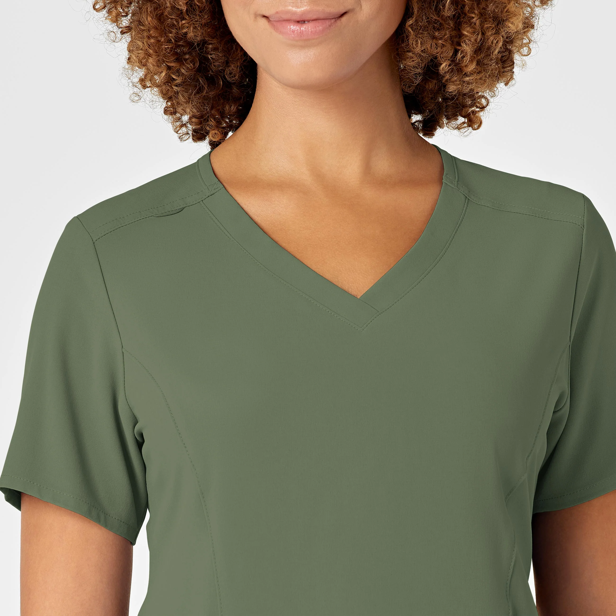 RENEW Women's V-Neck Scrub Top - Olive - Image 5