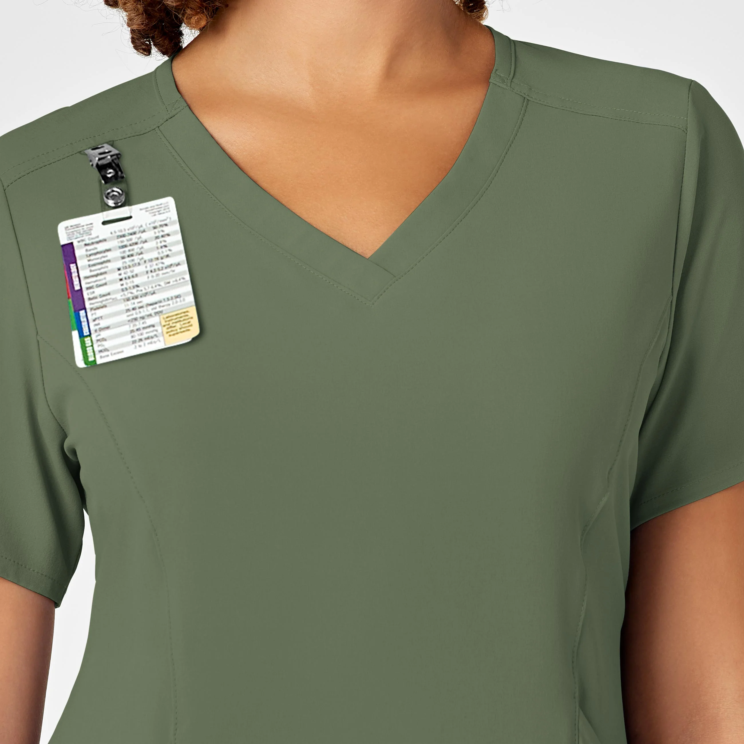 RENEW Women's V-Neck Scrub Top - Olive - Image 6
