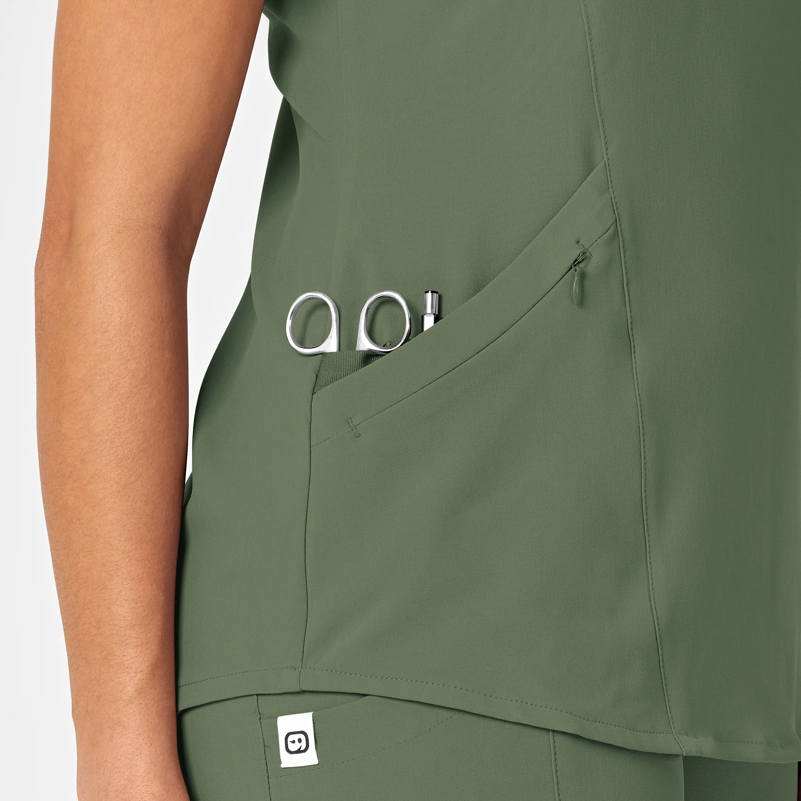 RENEW Women's V-Neck Scrub Top - Olive - Image 8
