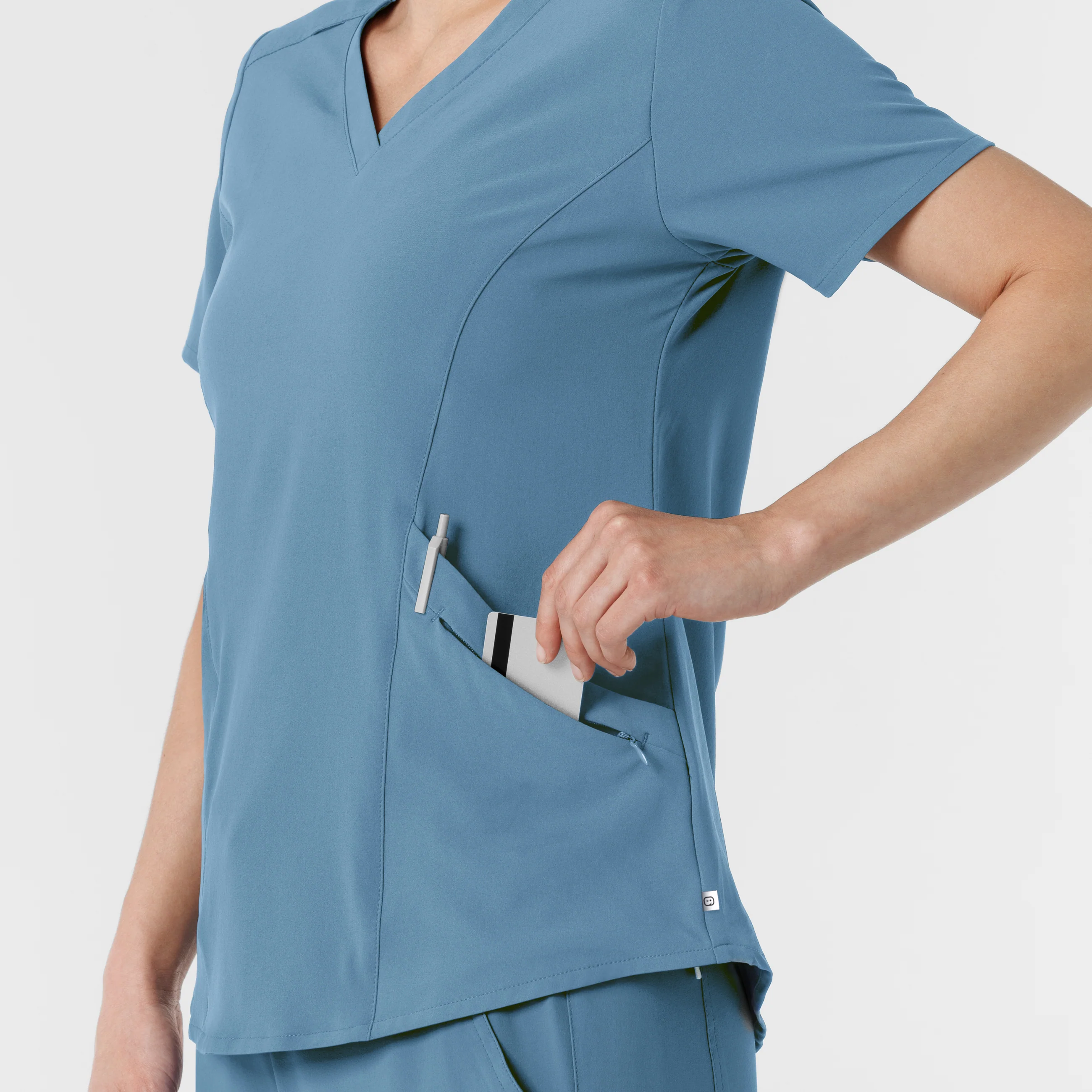 RENEW Women's V-Neck Scrub Top - Pacific Blue - Image 8