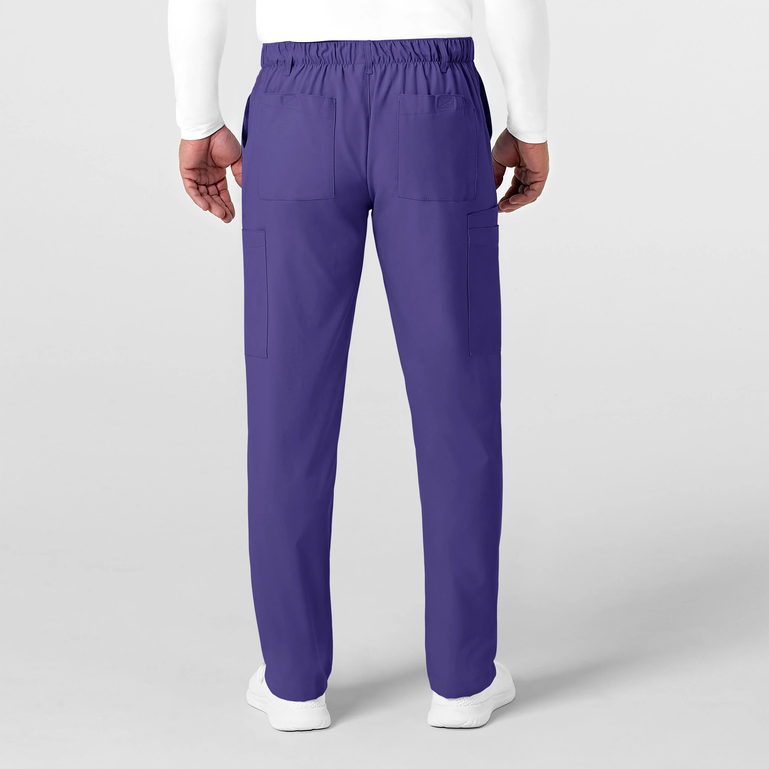 W123 Men's Flat Front Cargo Scrub Pant - Grape - Image 2