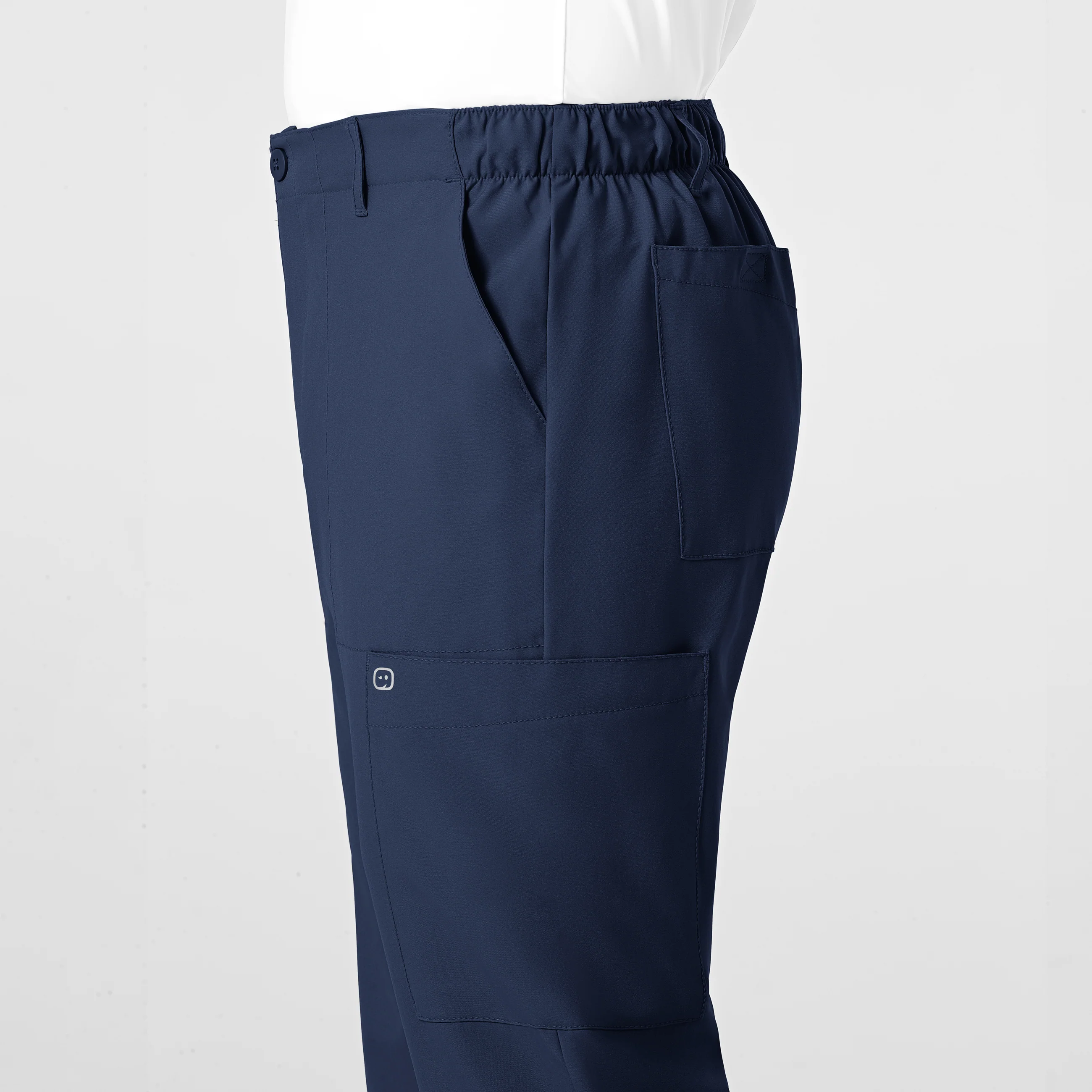 W123 Men's Flat Front Cargo Scrub Pant - Navy - Image 7