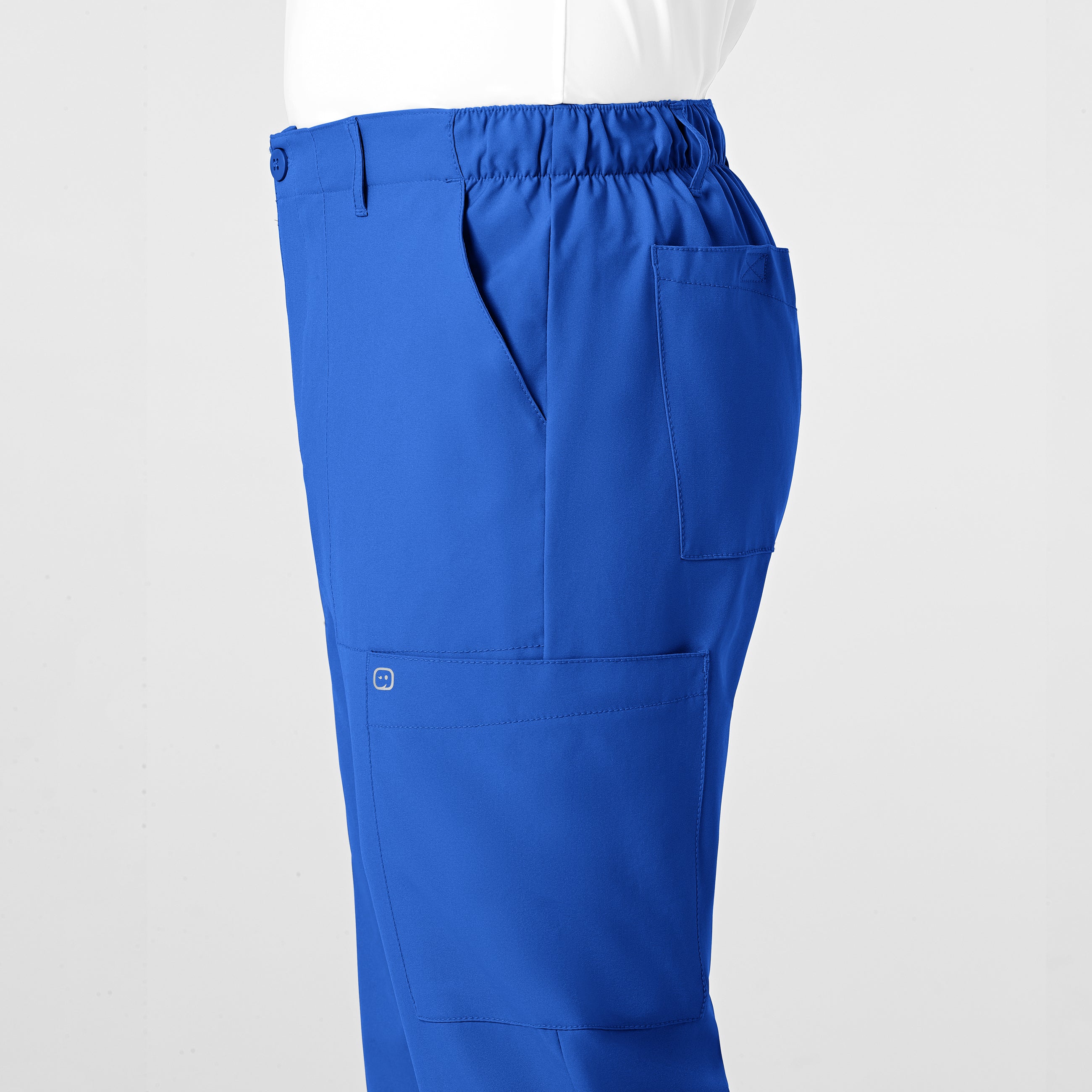 W123 Men's Flat Front Cargo Scrub Pant - Royal - Image 7