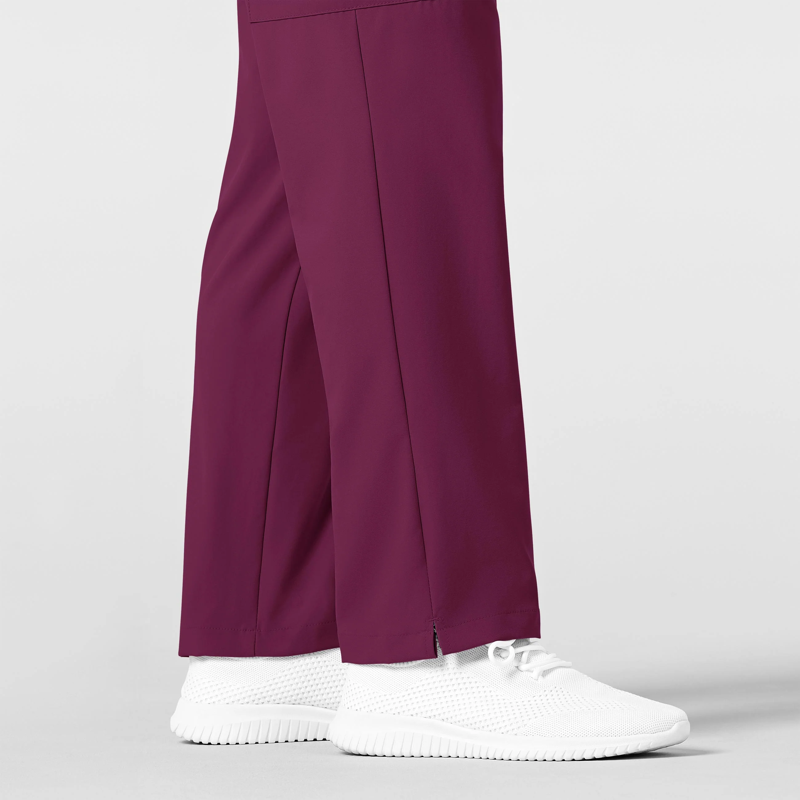W123 Men's Flat Front Cargo Scrub Pant - Wine - Image 8
