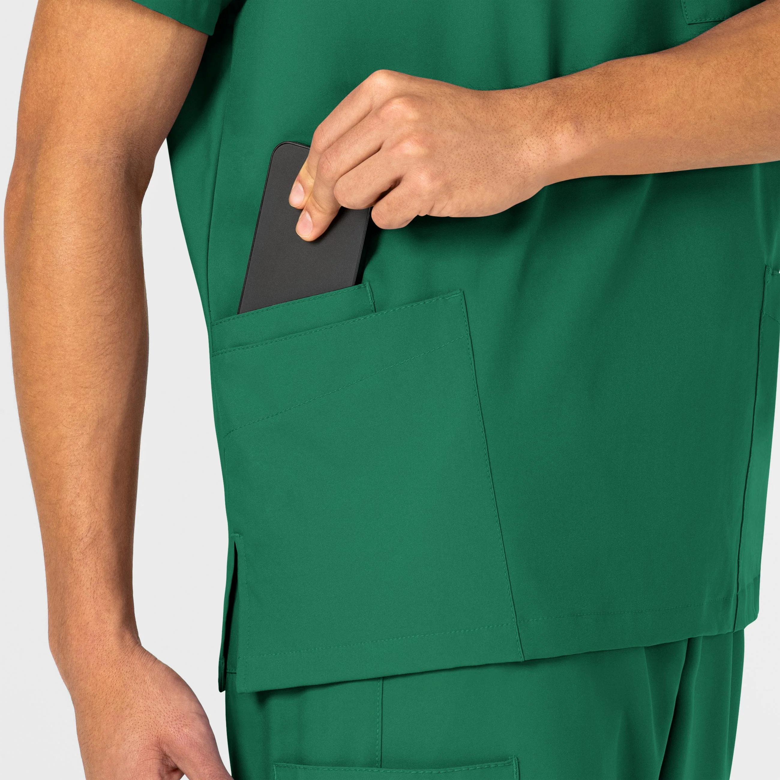 W123 Unisex 4 Pocket Utility Scrub Top - Hunter - Image 10