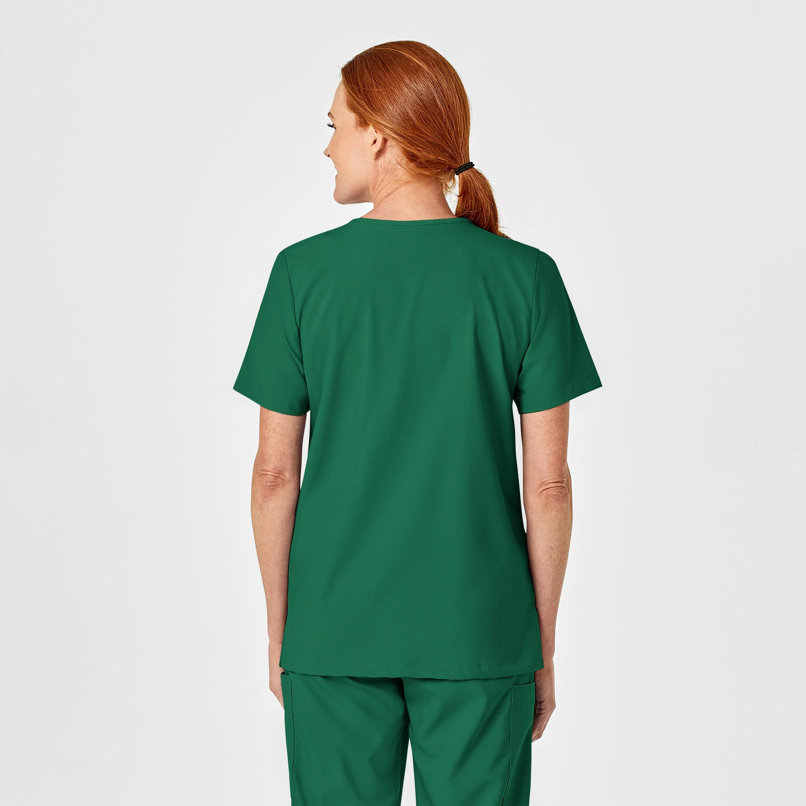 W123 Unisex 4 Pocket Utility Scrub Top - Hunter - Image 4