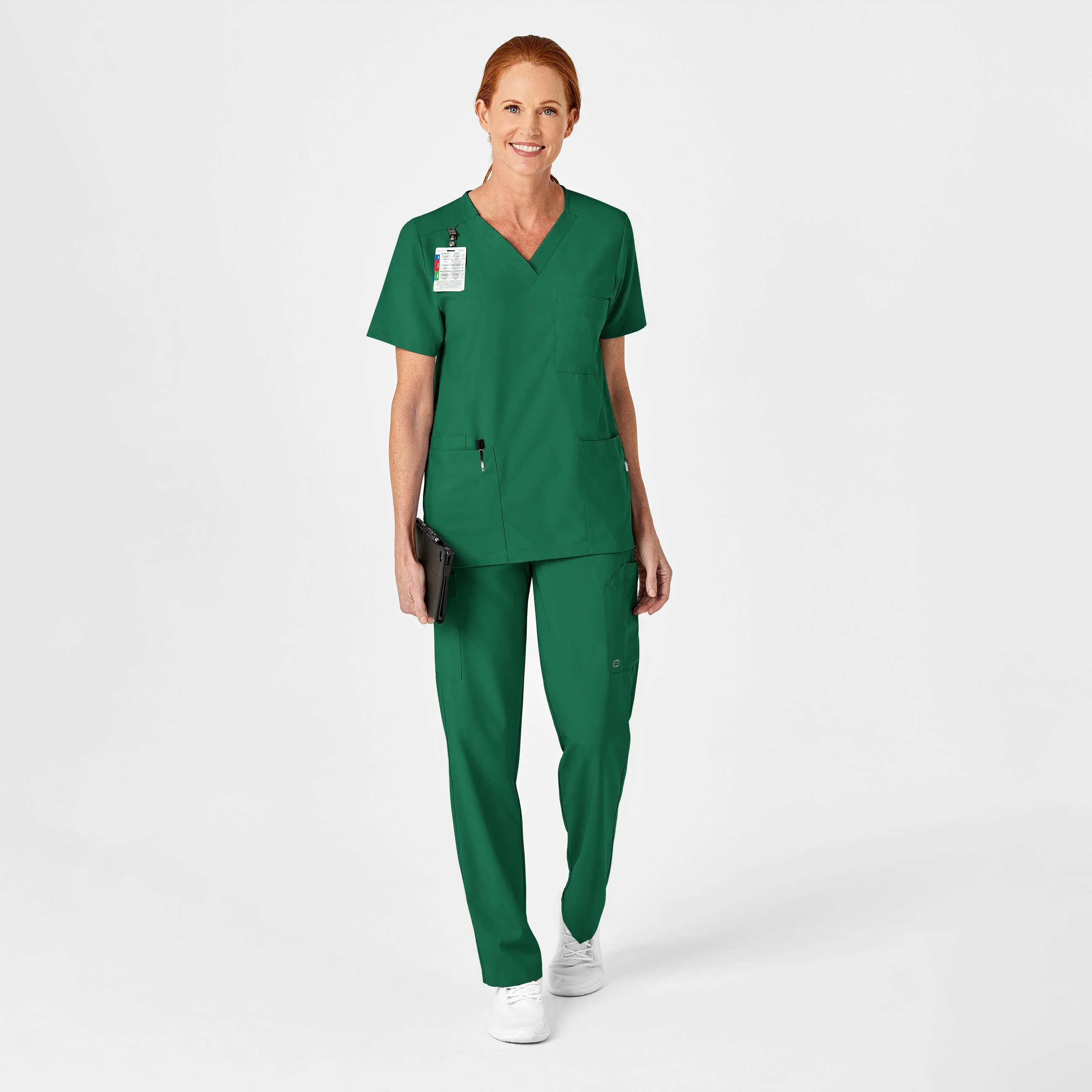 W123 Unisex 4 Pocket Utility Scrub Top - Hunter - Image 6