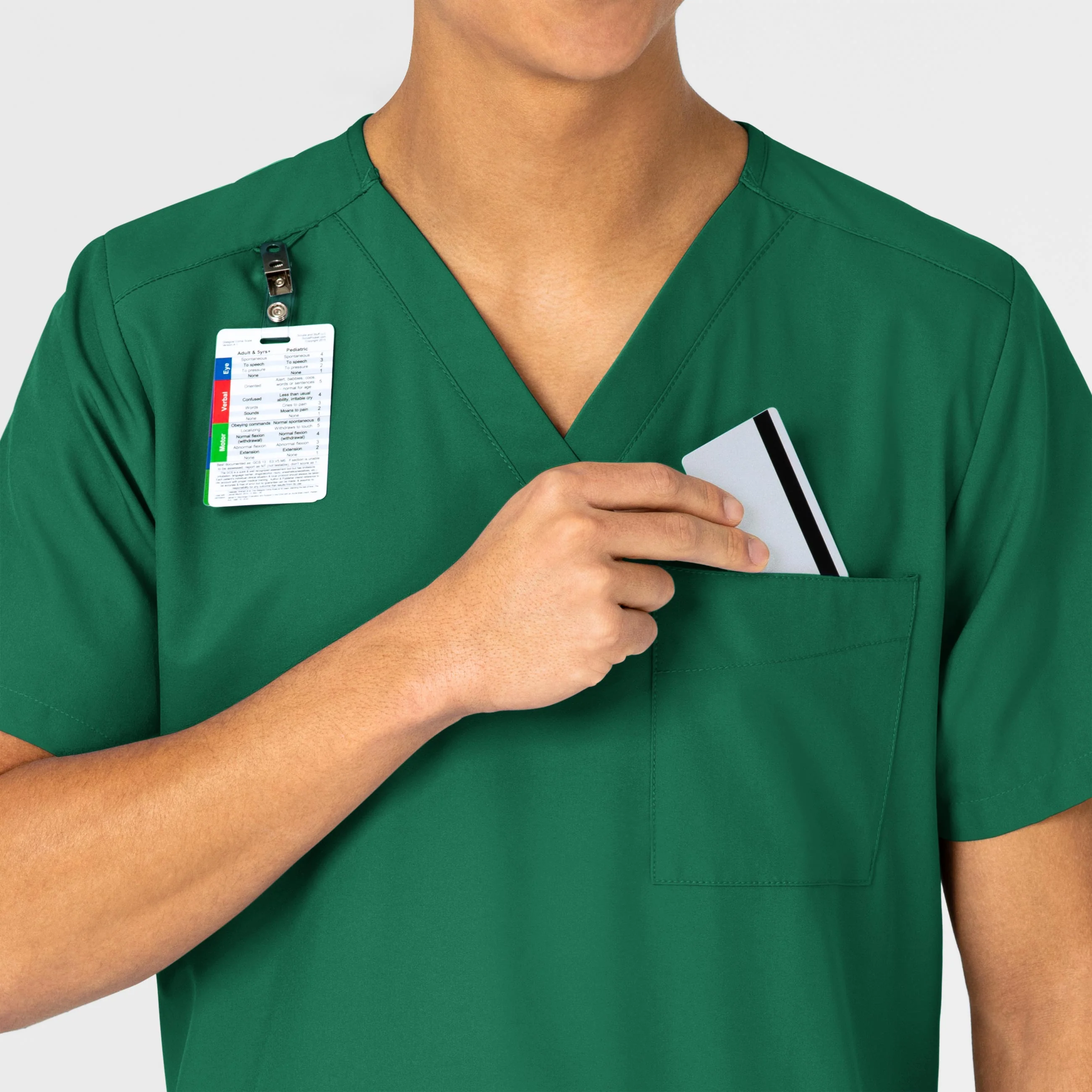 W123 Unisex 4 Pocket Utility Scrub Top - Hunter - Image 9