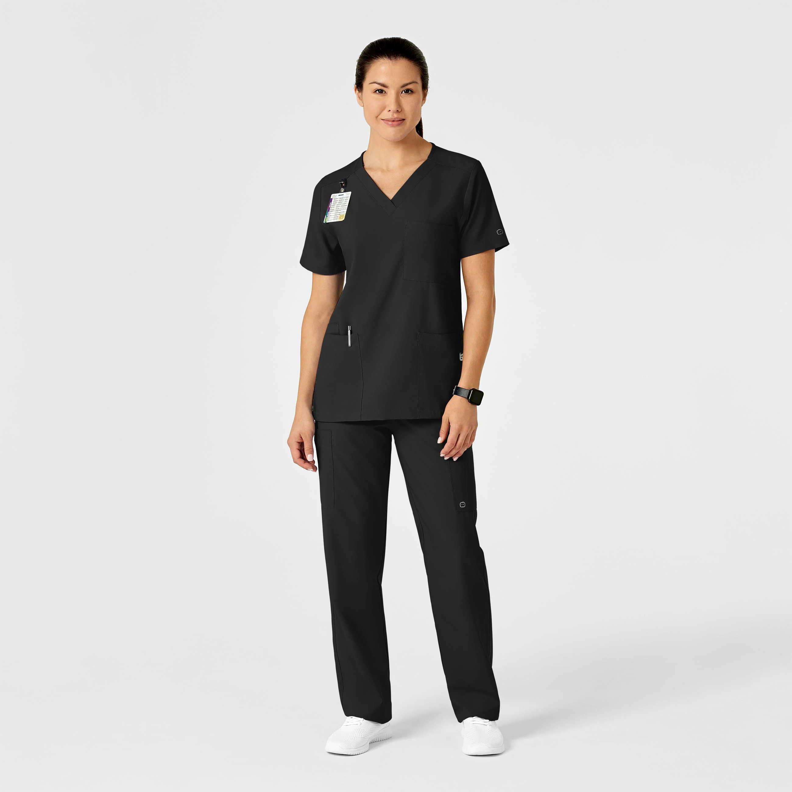 W123 Unisex Multi-Cargo Scrub Pant - Black - Image 5