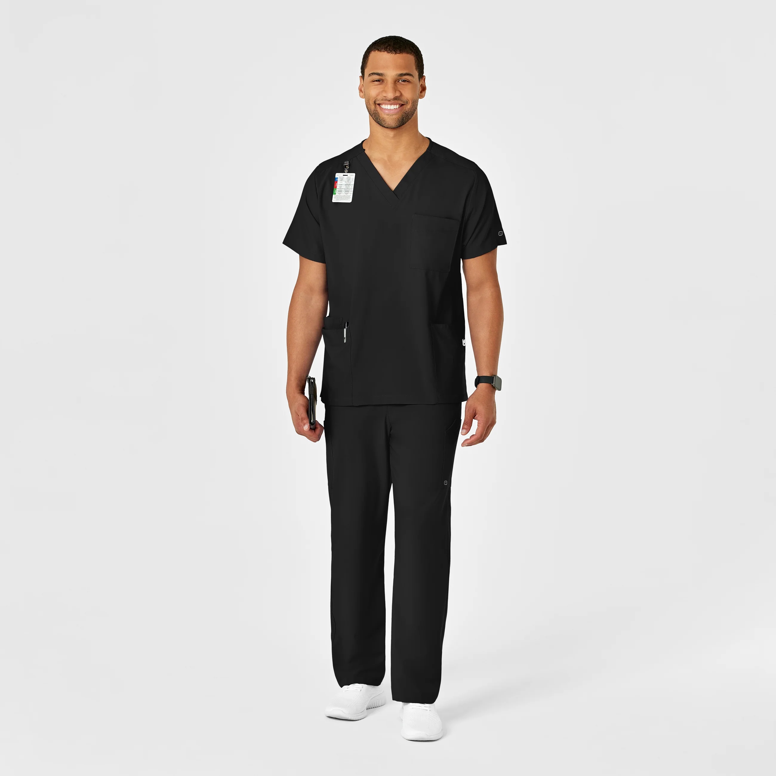 W123 Unisex Multi-Cargo Scrub Pant - Black - Image 6