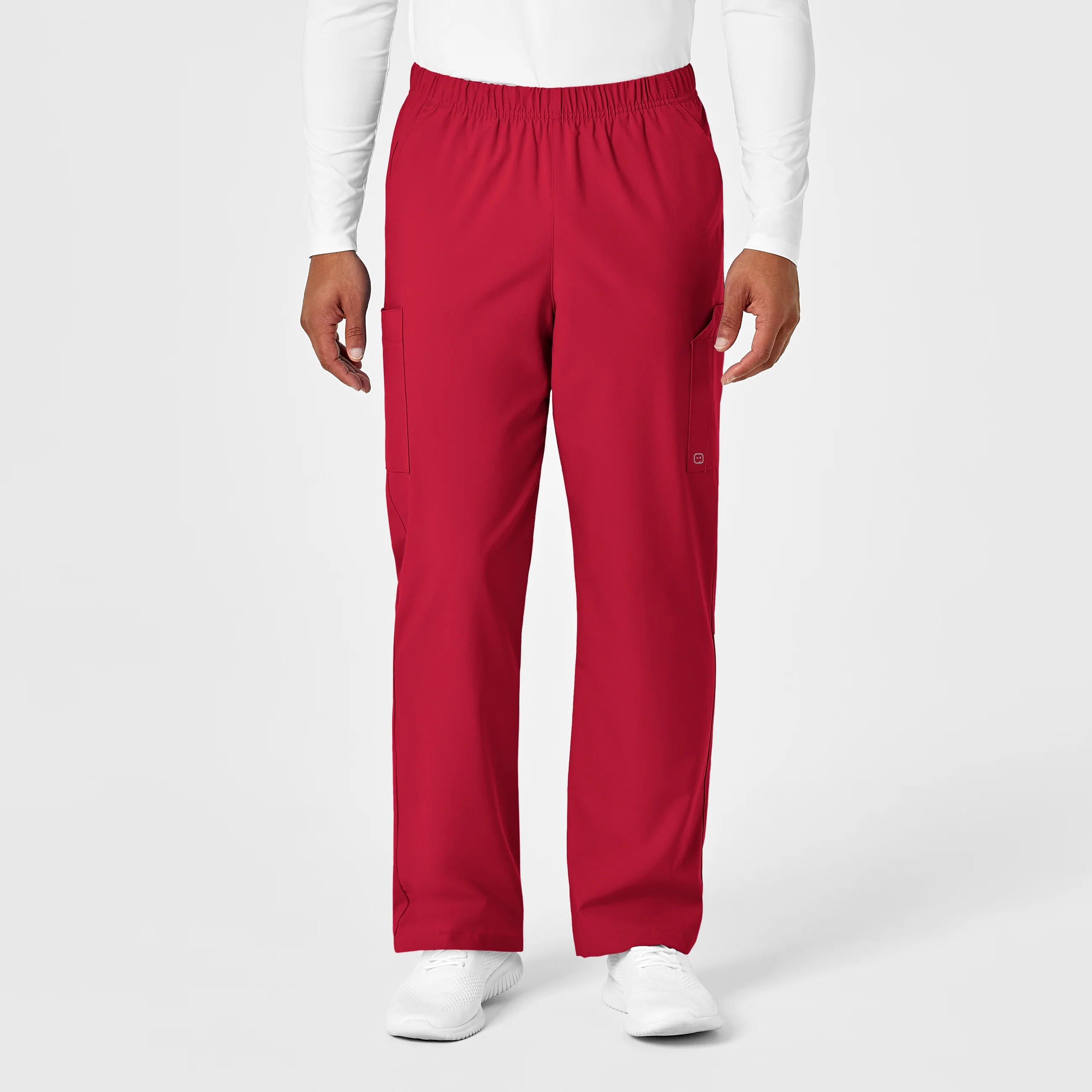 W123 Unisex Multi-Cargo Scrub Pant - Red - Image 2
