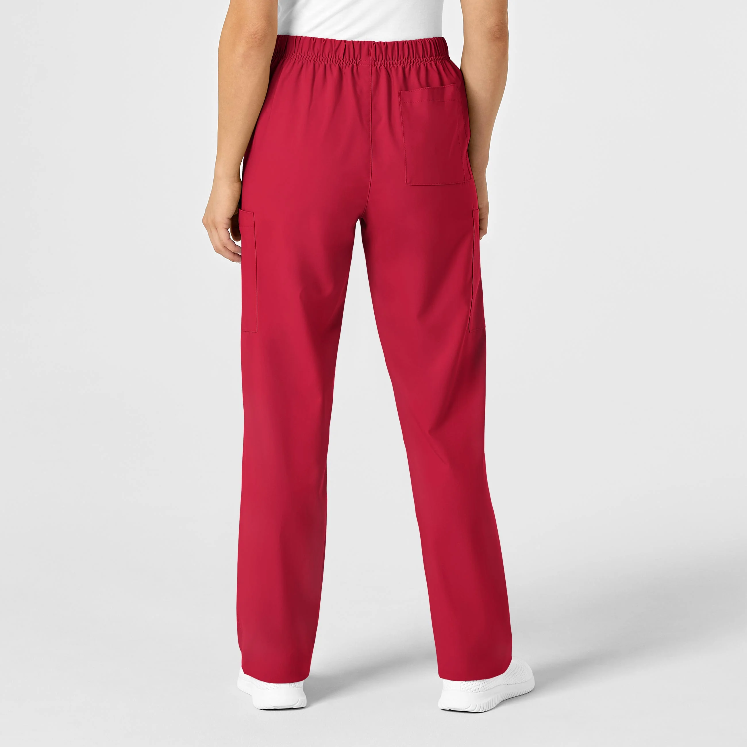 W123 Unisex Multi-Cargo Scrub Pant - Red - Image 4