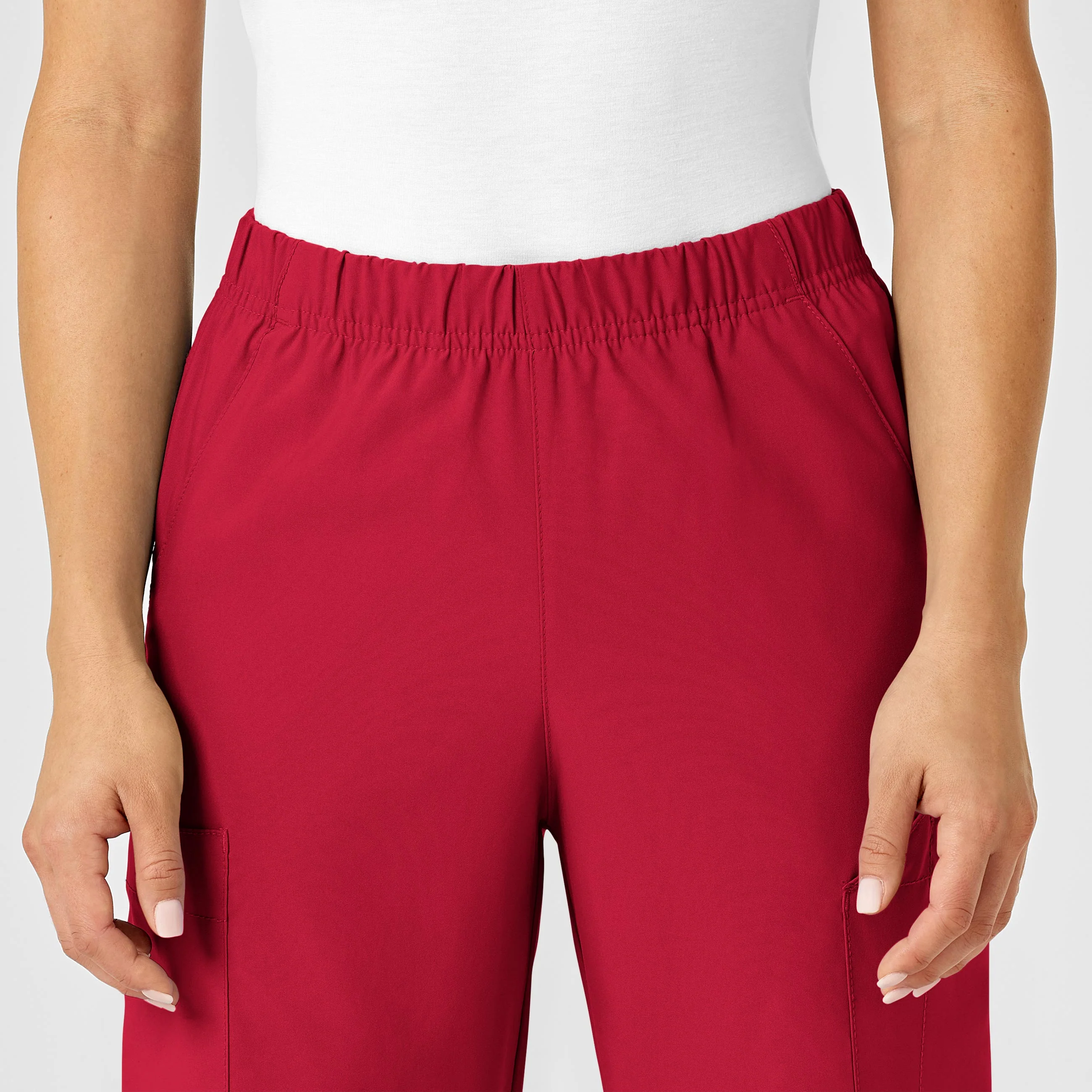 W123 Unisex Multi-Cargo Scrub Pant - Red - Image 8