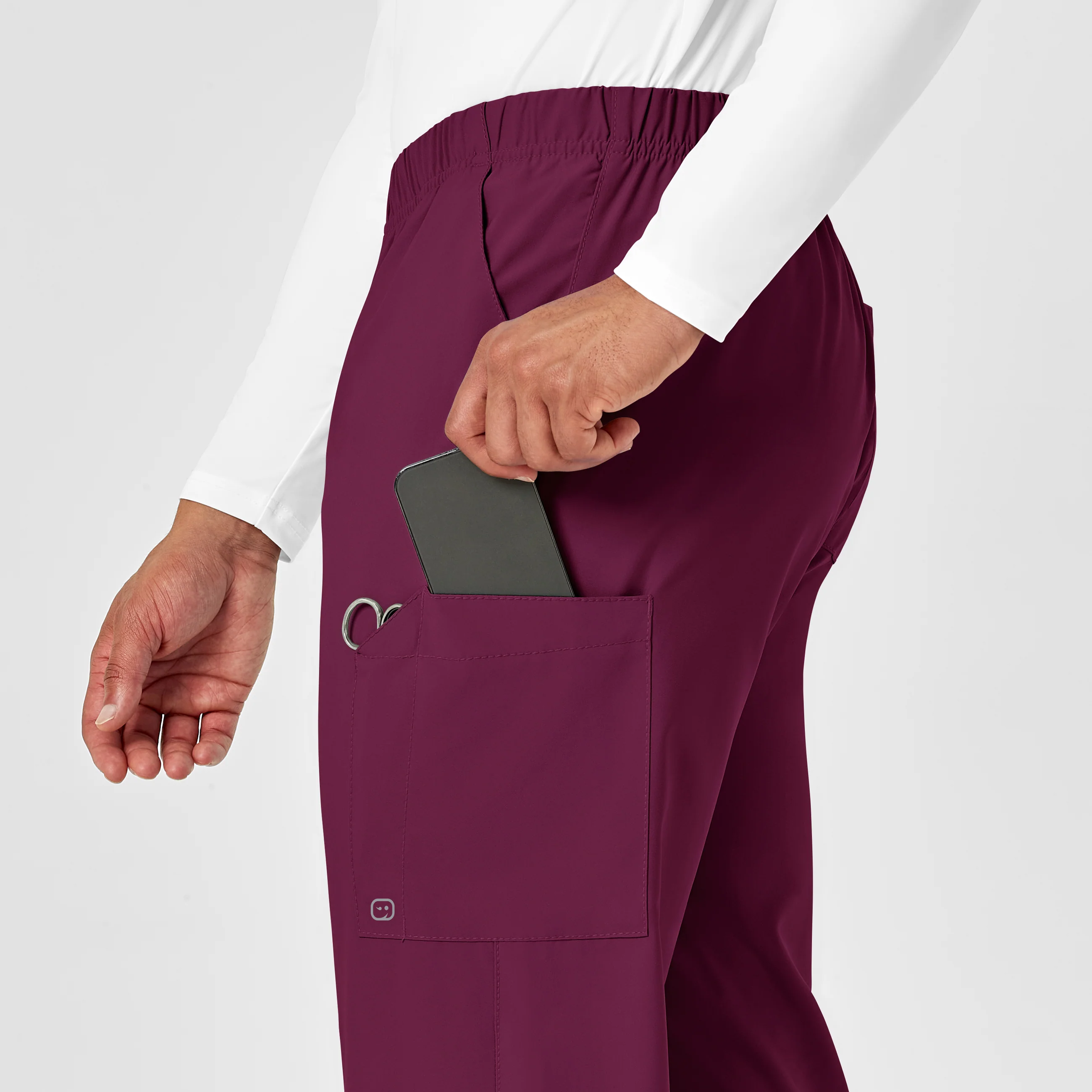 W123 Unisex Multi-Cargo Scrub Pant - Wine - Image 10