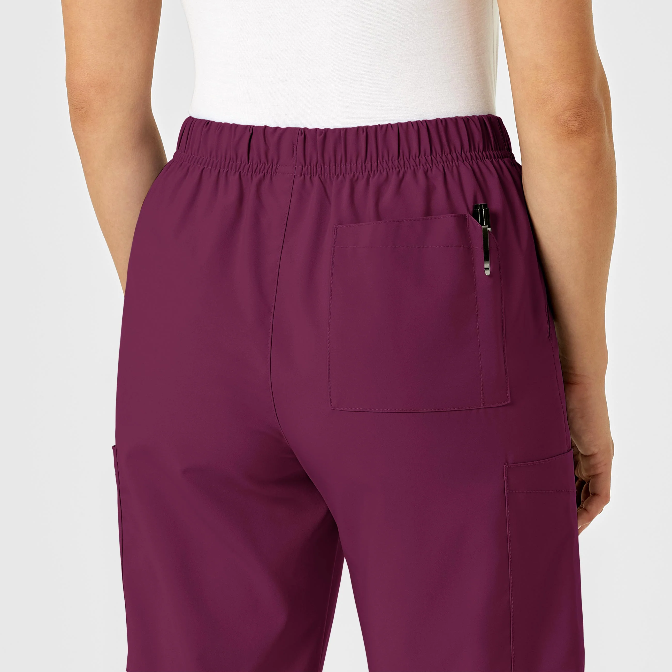 W123 Unisex Multi-Cargo Scrub Pant - Wine - Image 12
