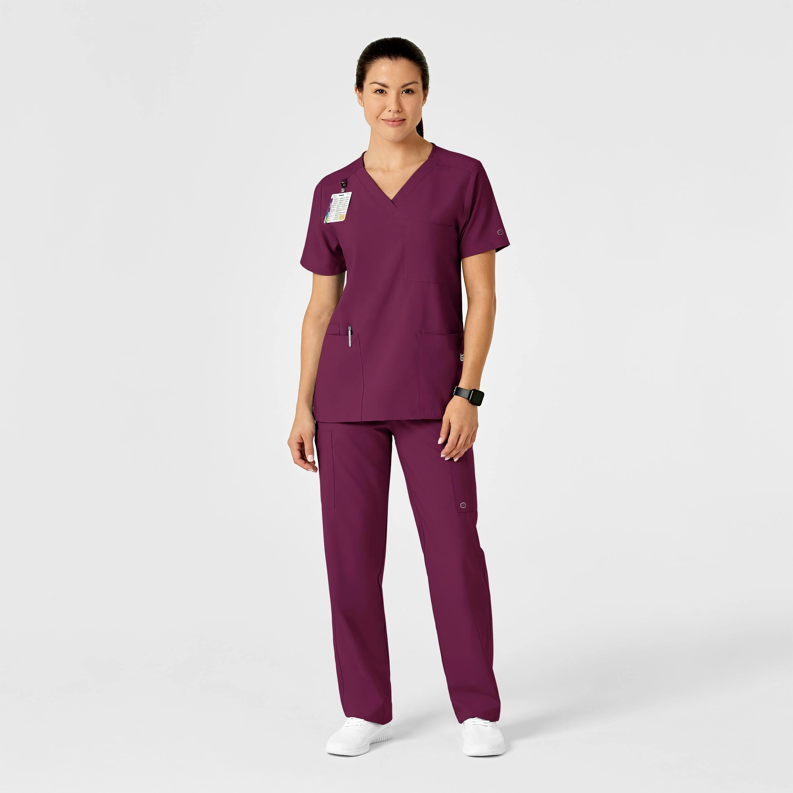 W123 Unisex Multi-Cargo Scrub Pant - Wine - Image 5