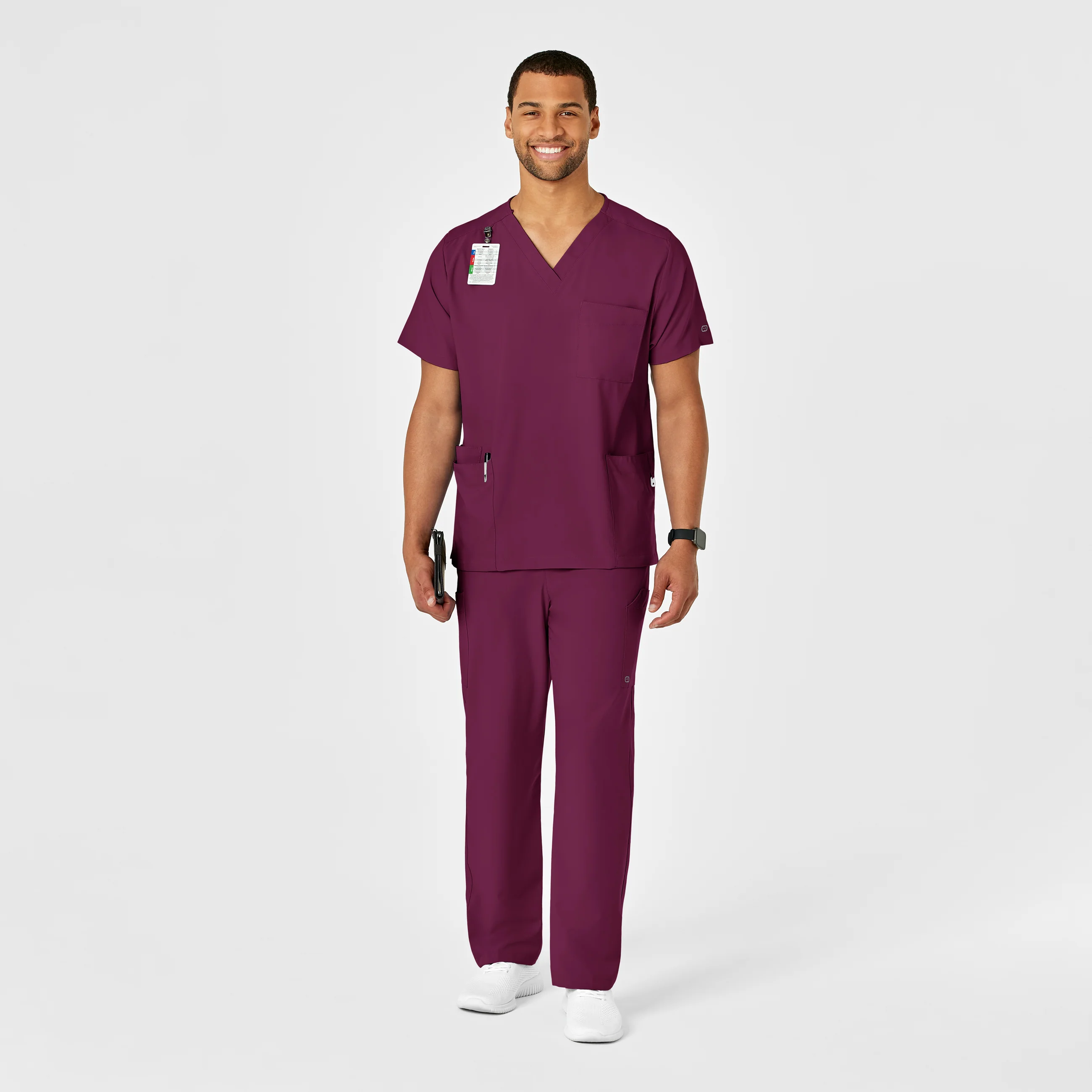 W123 Unisex Multi-Cargo Scrub Pant - Wine - Image 6
