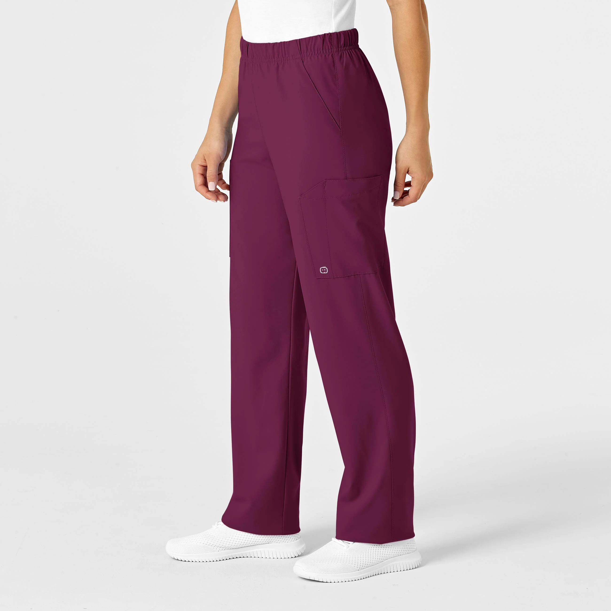 W123 Unisex Multi-Cargo Scrub Pant - Wine - Image 7