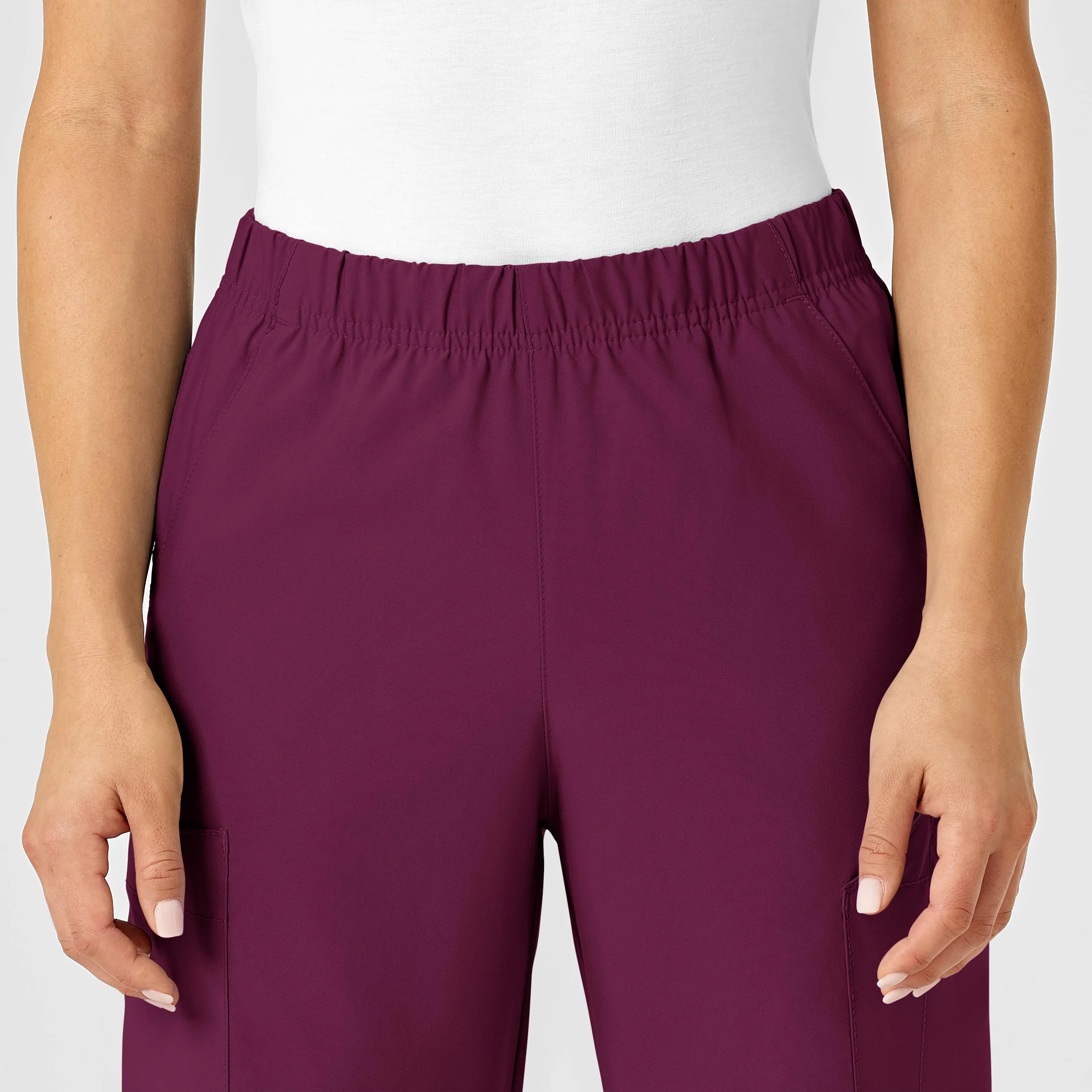W123 Unisex Multi-Cargo Scrub Pant - Wine - Image 8
