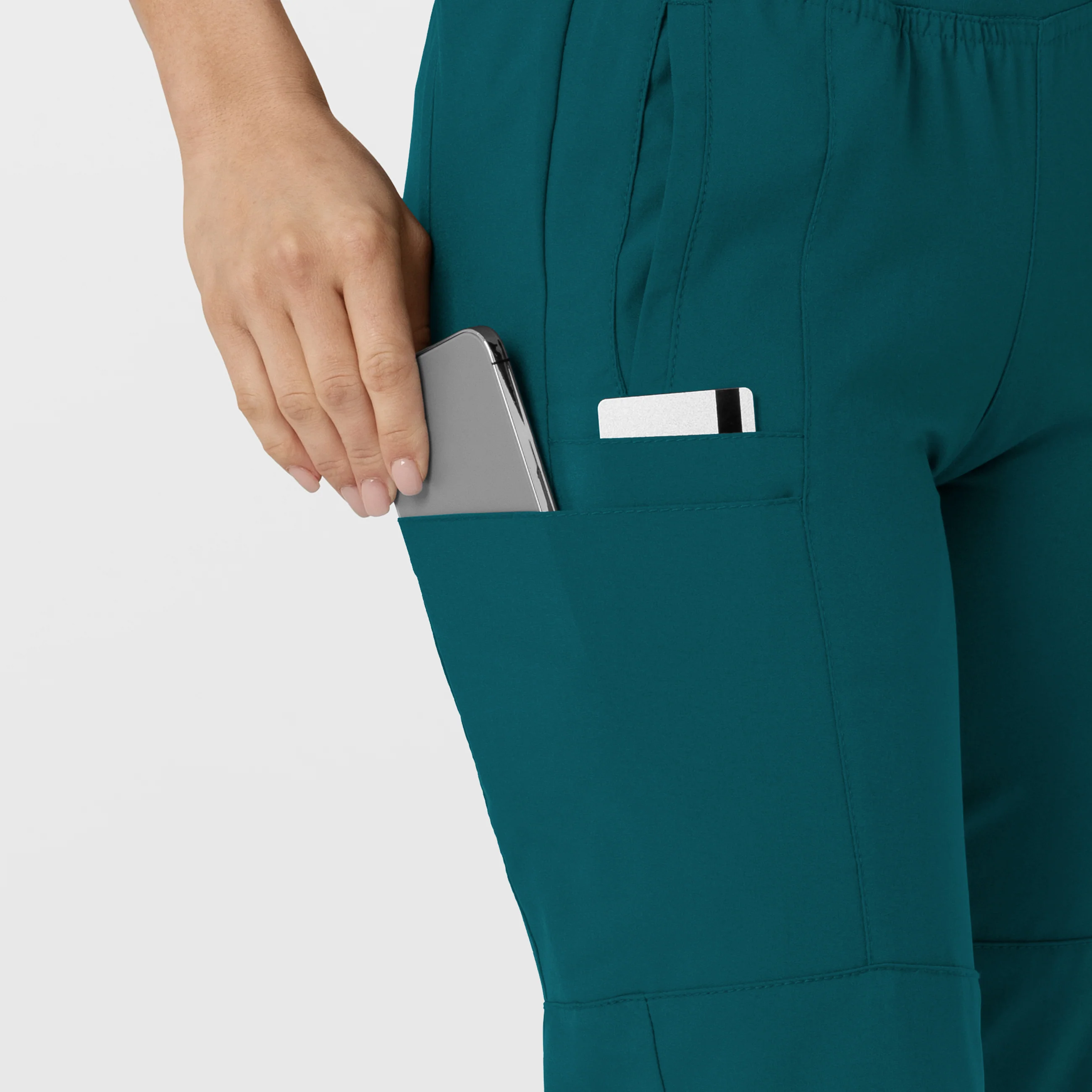 W123 Women's Comfort Waist Cargo Jogger Scrub Pant - Caribbean - Image 7
