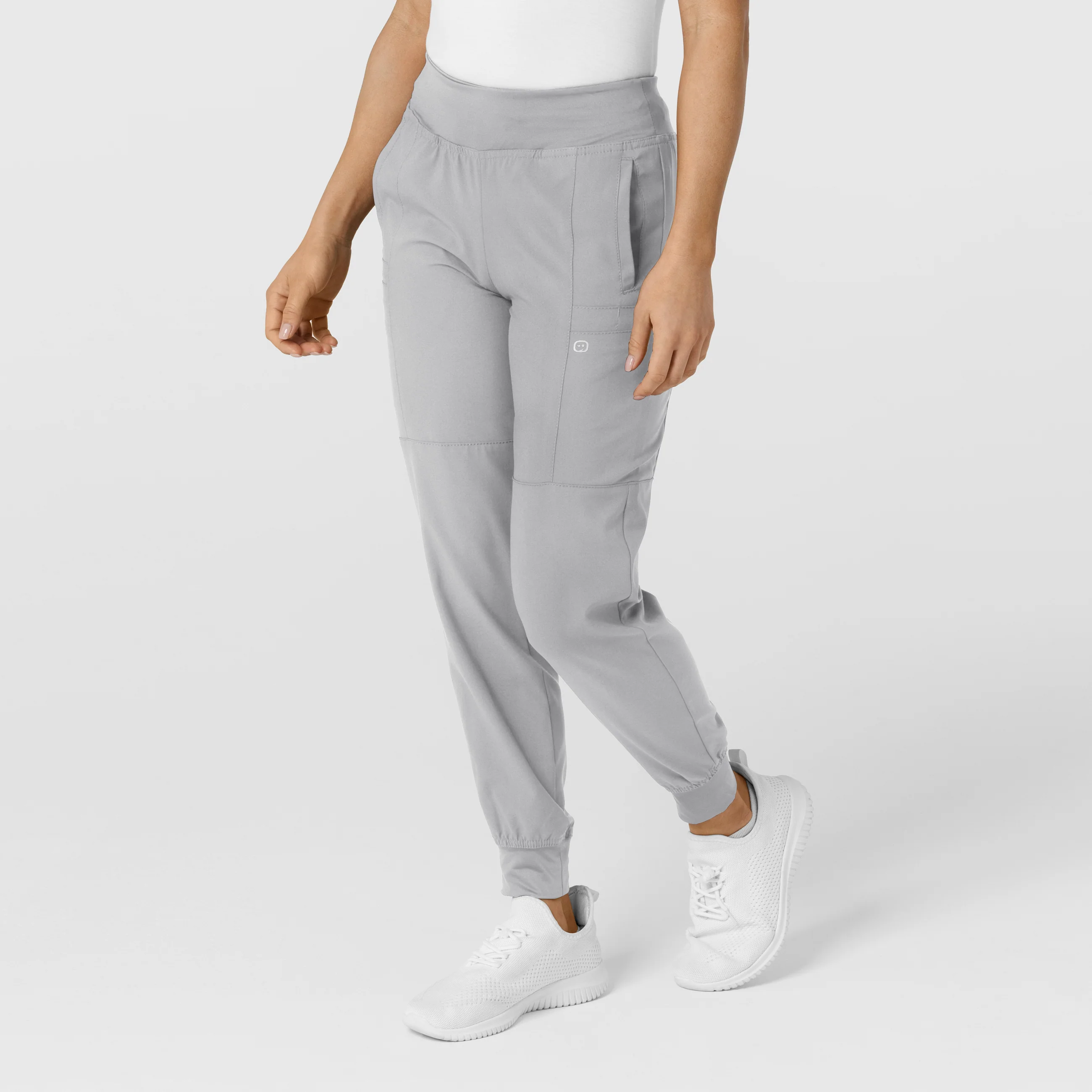 W123 Women's Comfort Waist Cargo Jogger Scrub Pant - Grey - Image 4