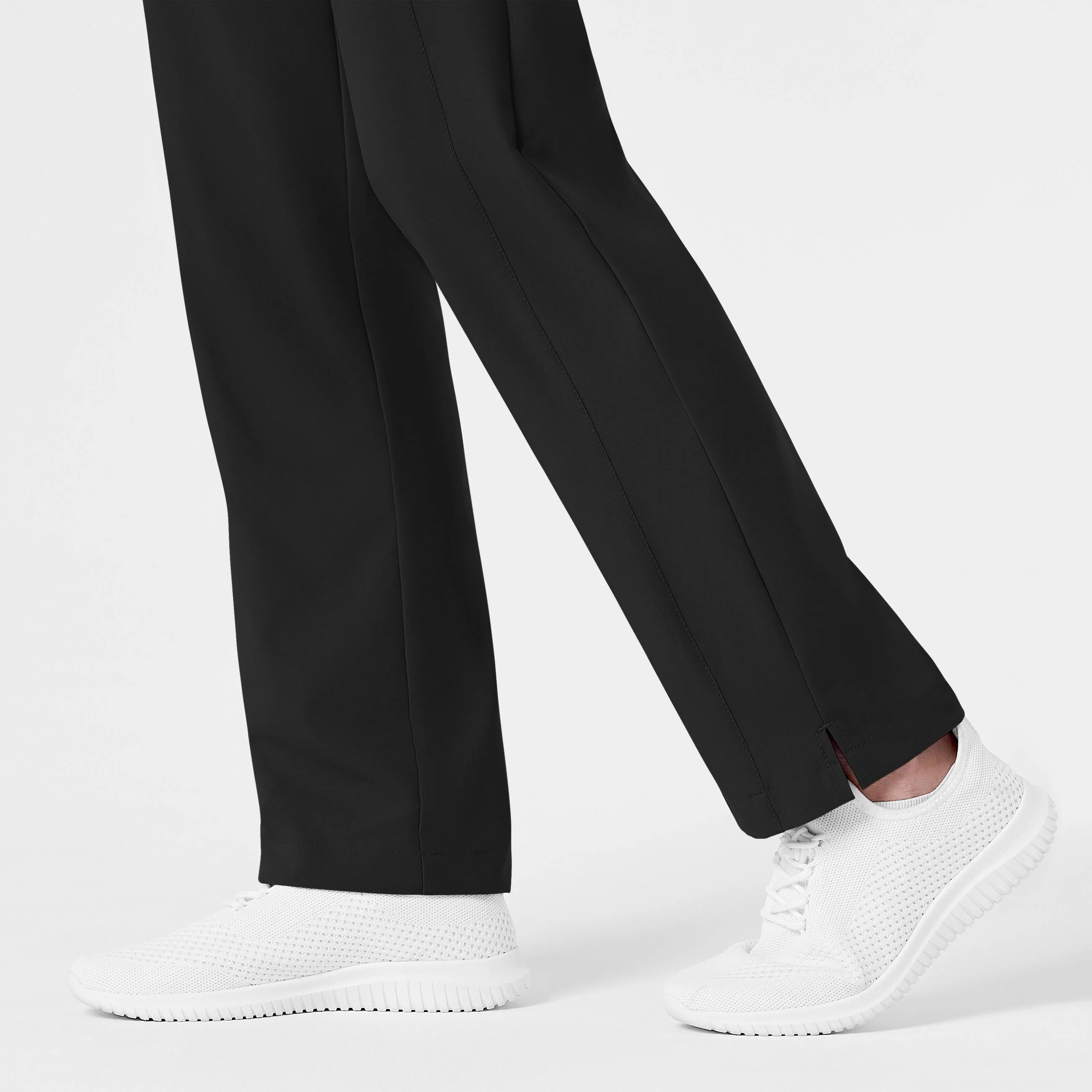 W123 Women's Flat Front Cargo Scrub Pant - Black - Image 8