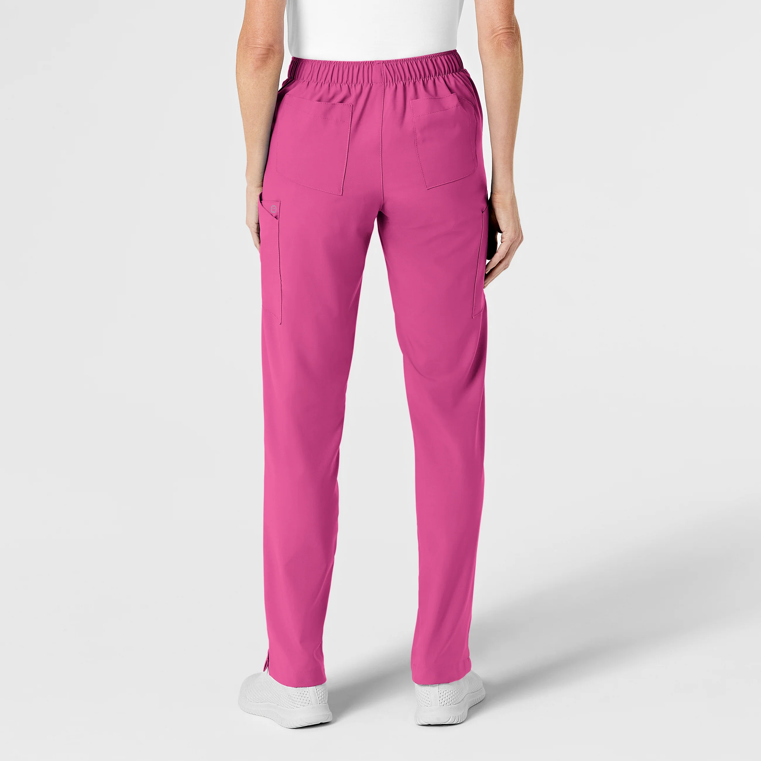 W123 Women's Flat Front Cargo Scrub Pant - Hot Pink - Image 2