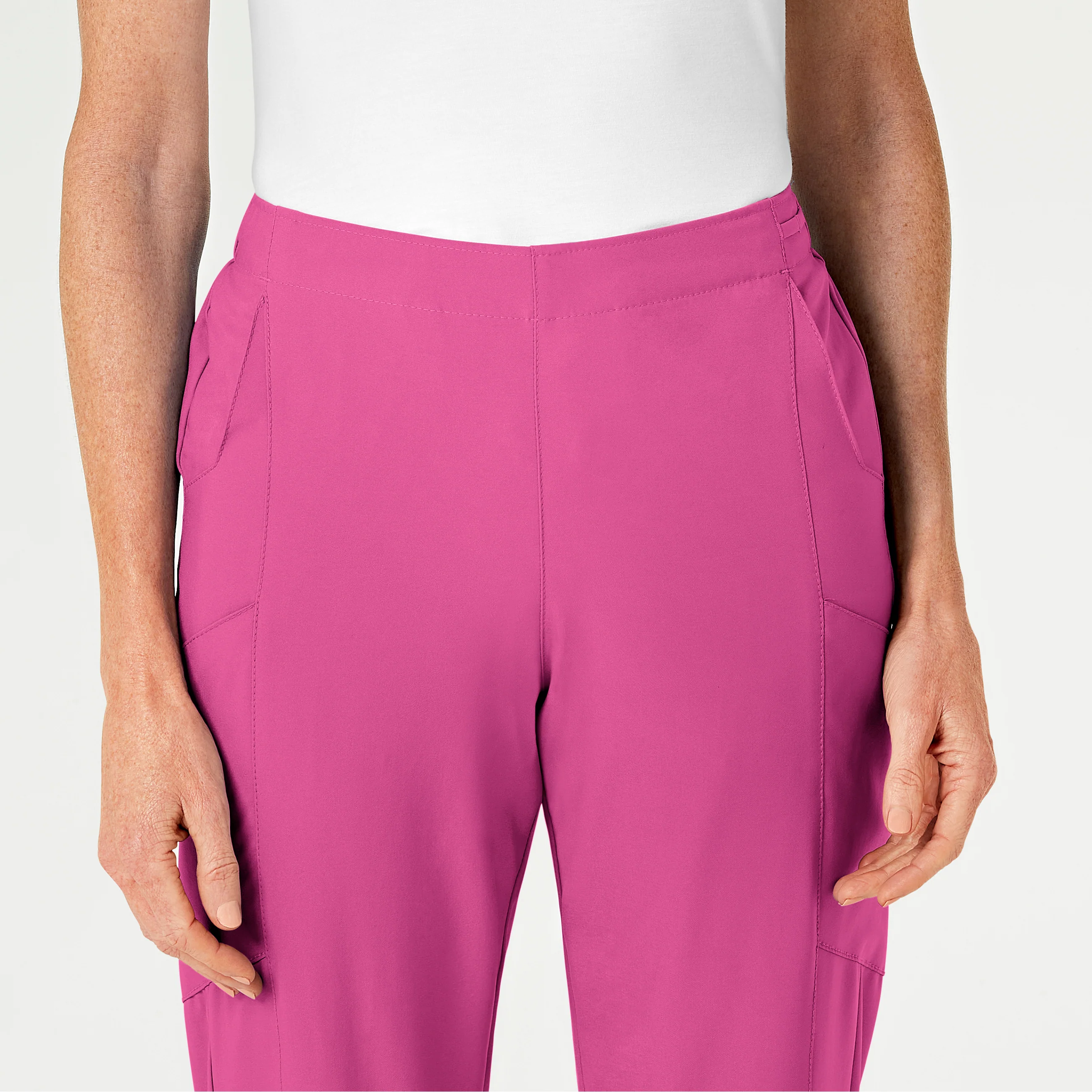 W123 Women's Flat Front Cargo Scrub Pant - Hot Pink - Image 5
