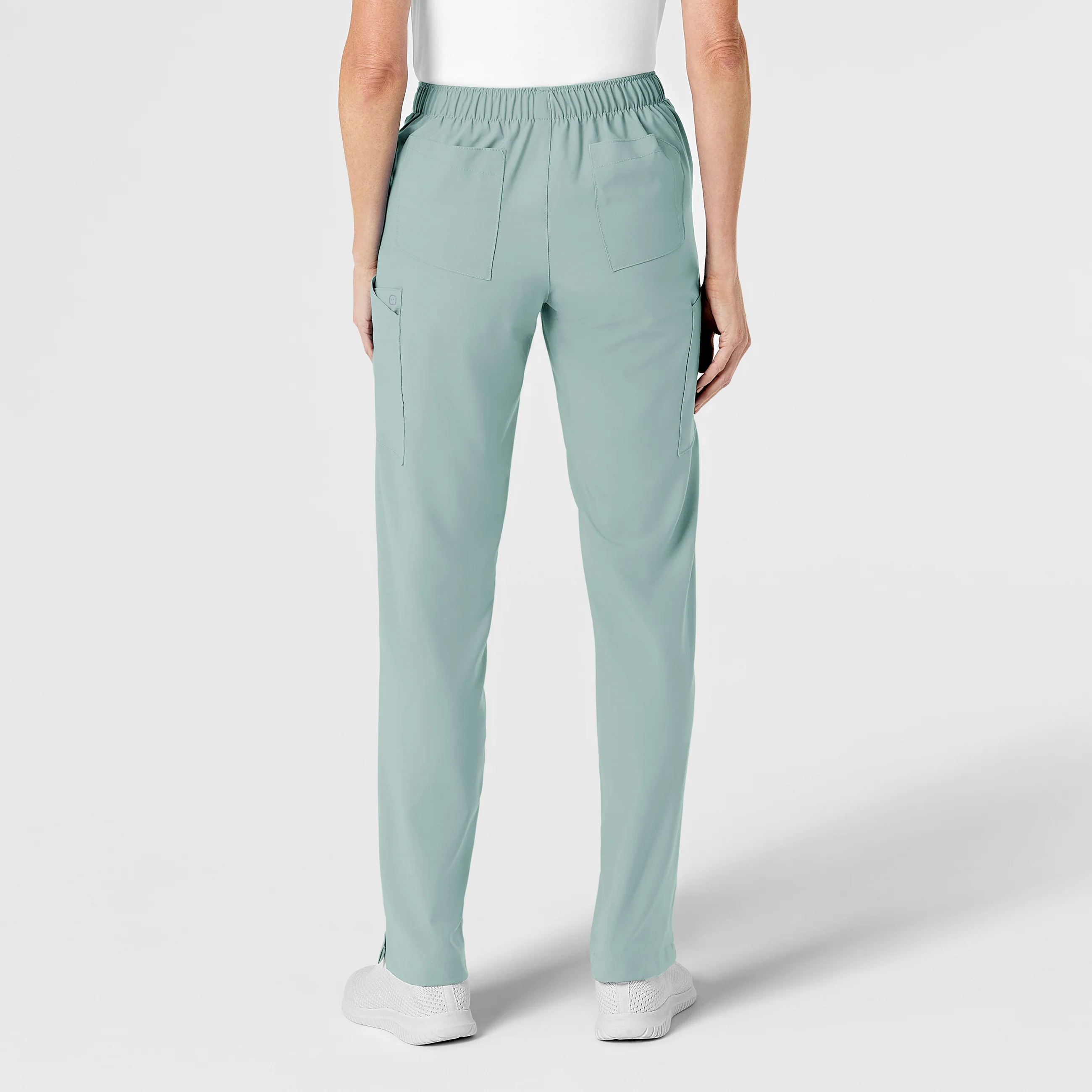 W123 Women's Flat Front Cargo Scrub Pant - Sky Blue - Image 2