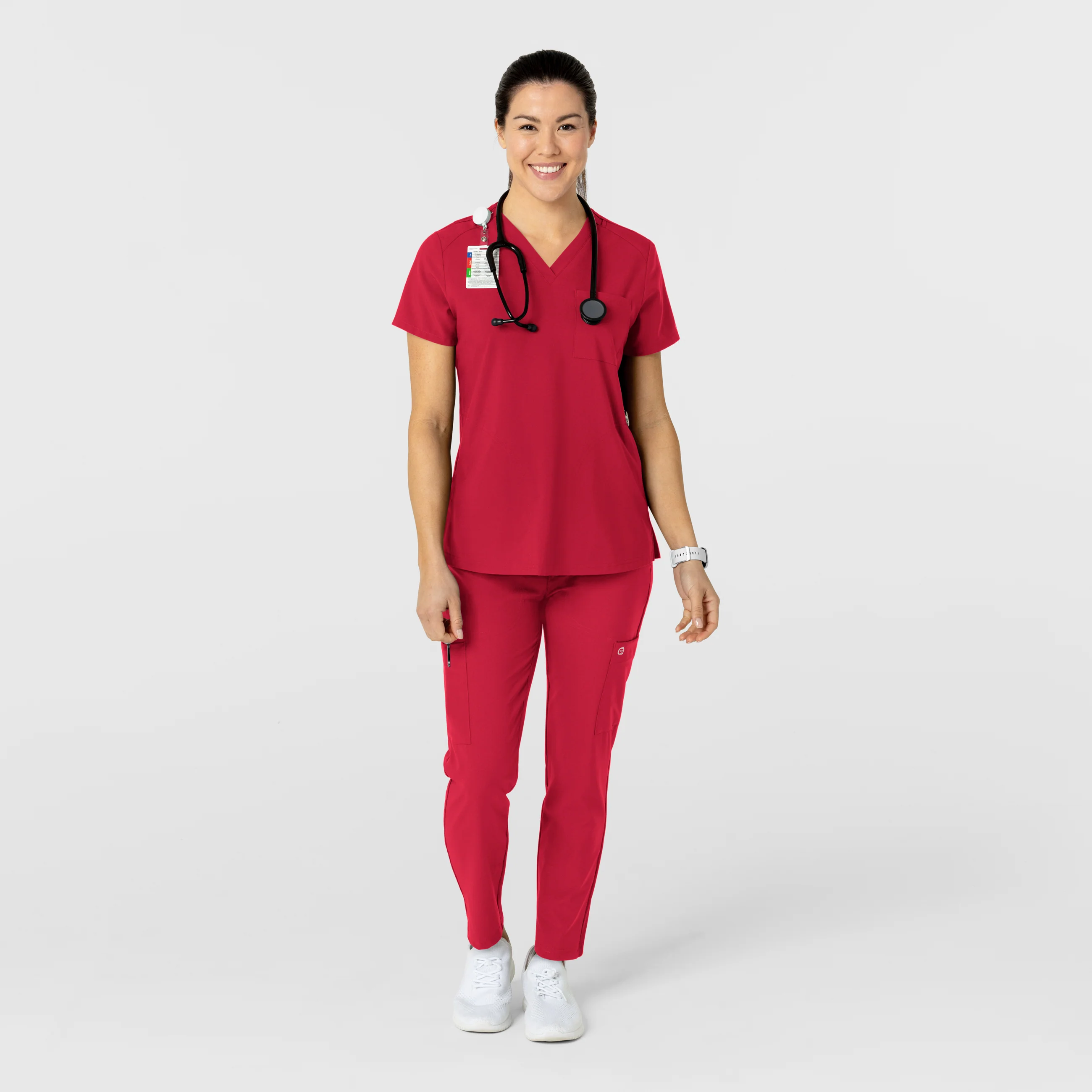 W123 Women's Flex-n-Reach Track Scrub Pant - Red - Image 3