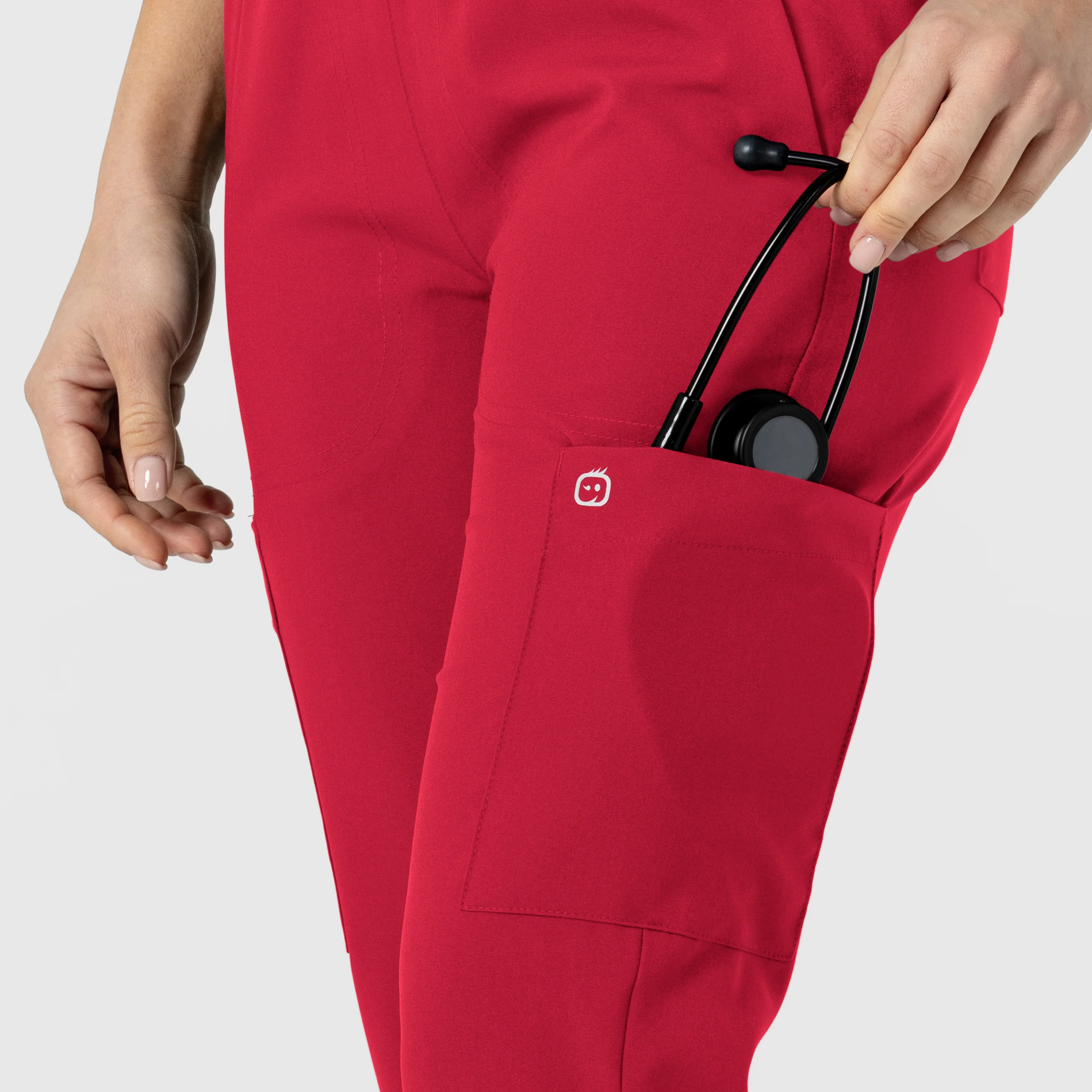 W123 Women's Flex-n-Reach Track Scrub Pant - Red - Image 8