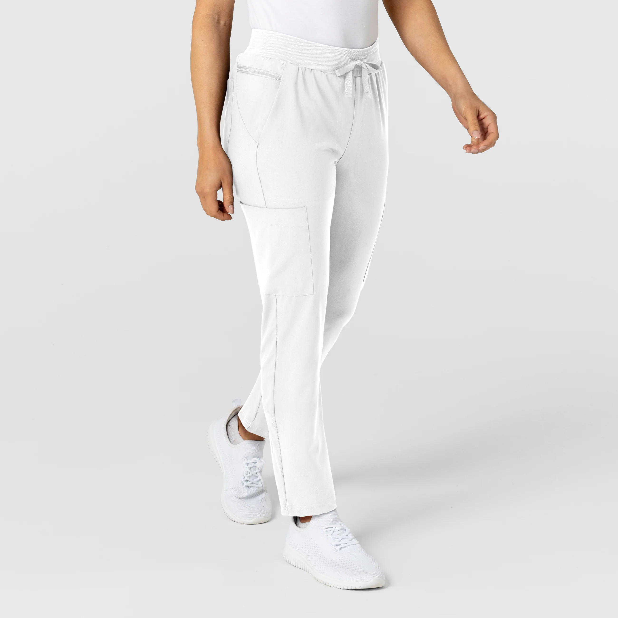 W123 Women's Flex-n-Reach Track Scrub Pant - White - Image 4