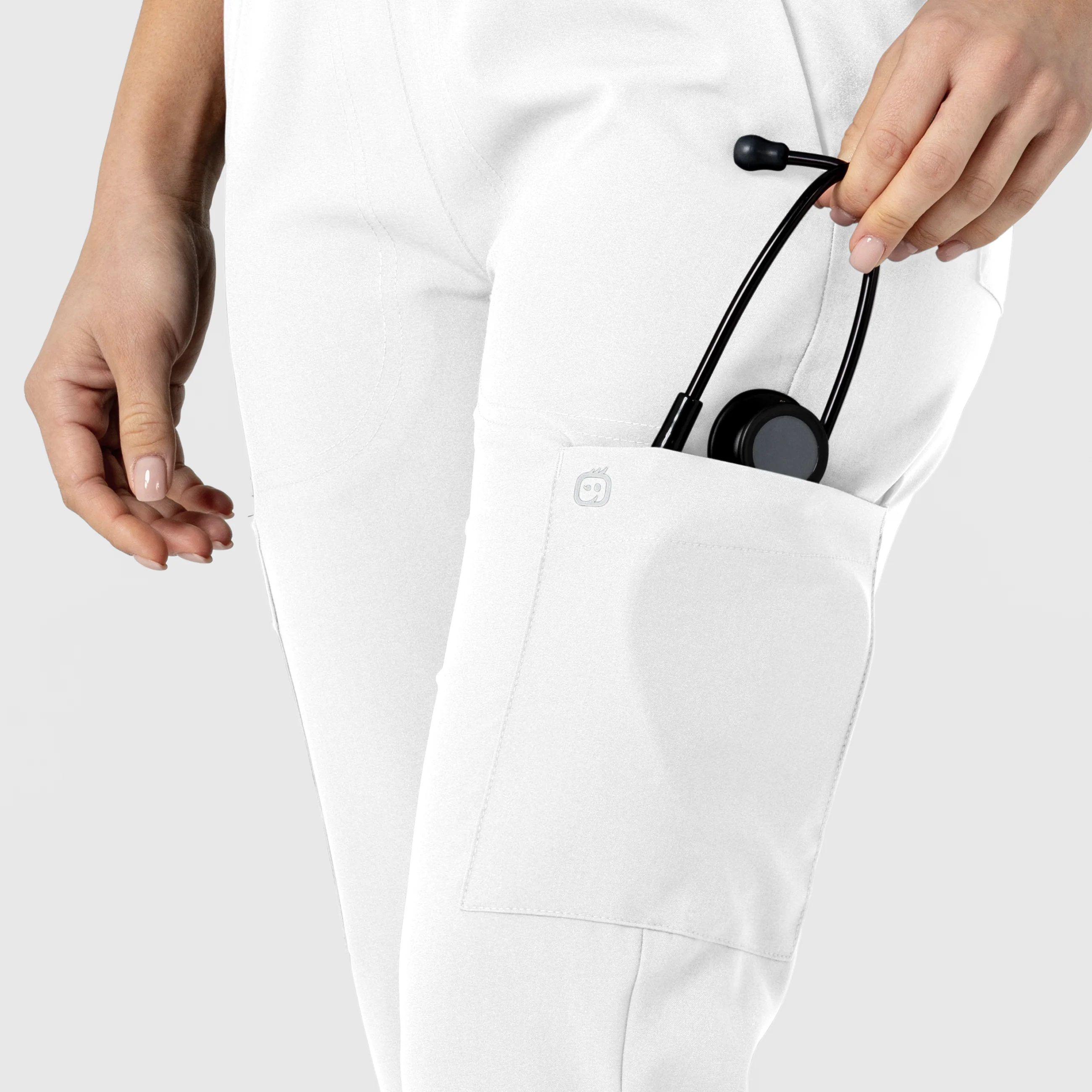 W123 Women's Flex-n-Reach Track Scrub Pant - White - Image 8