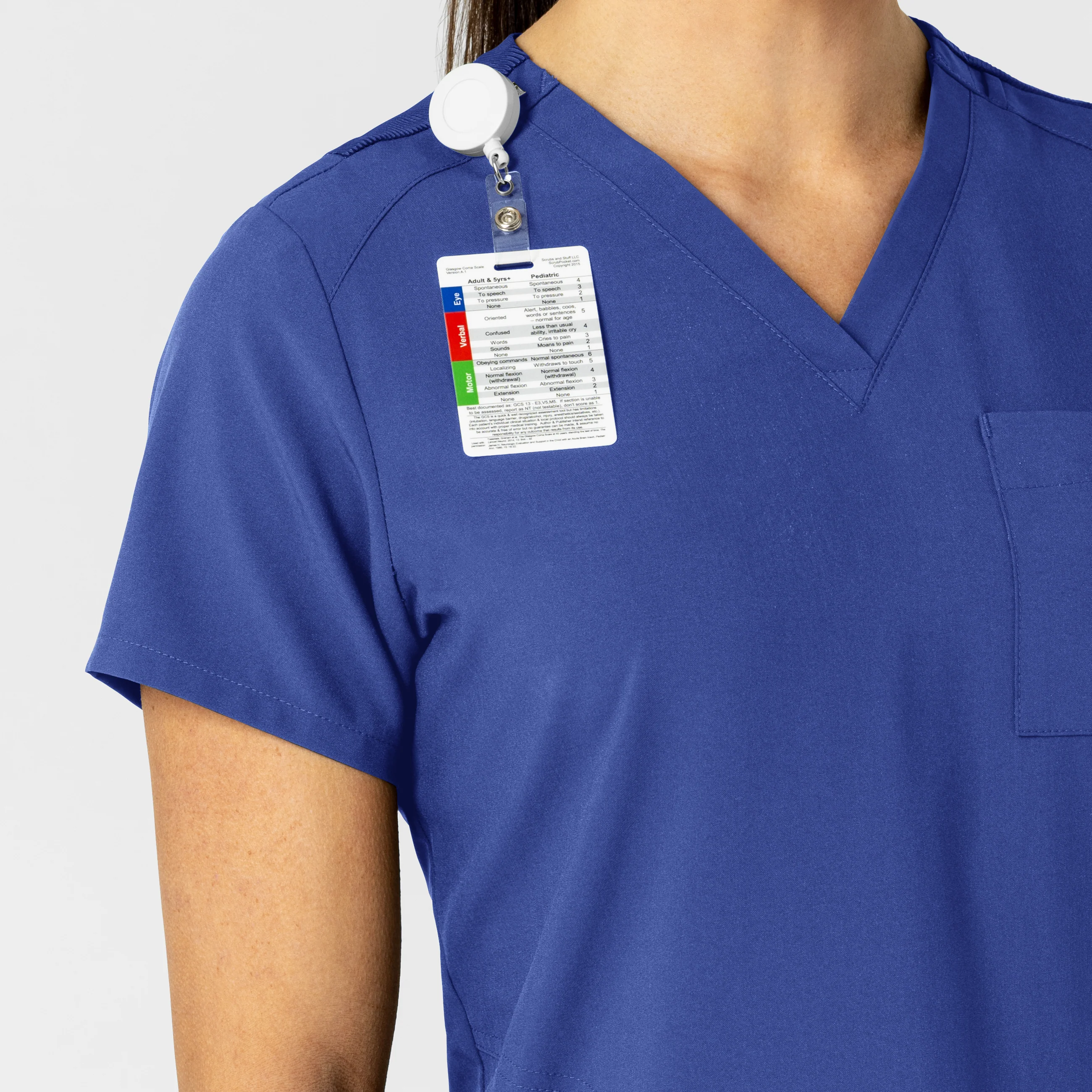 W123 Women's Flex-n-Reach V-Neck Scrub Top - Galaxy Blue - Image 5