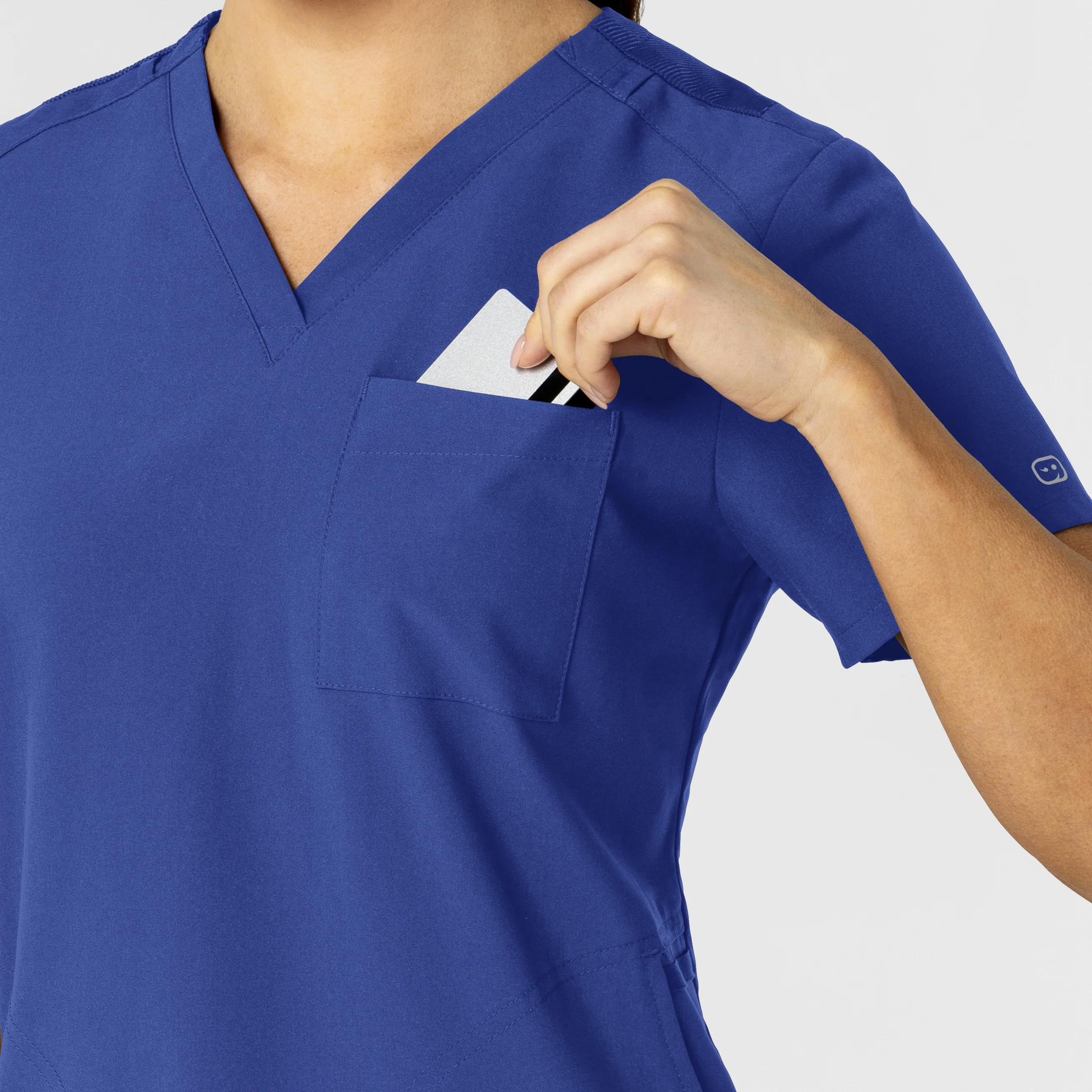 W123 Women's Flex-n-Reach V-Neck Scrub Top - Galaxy Blue - Image 6