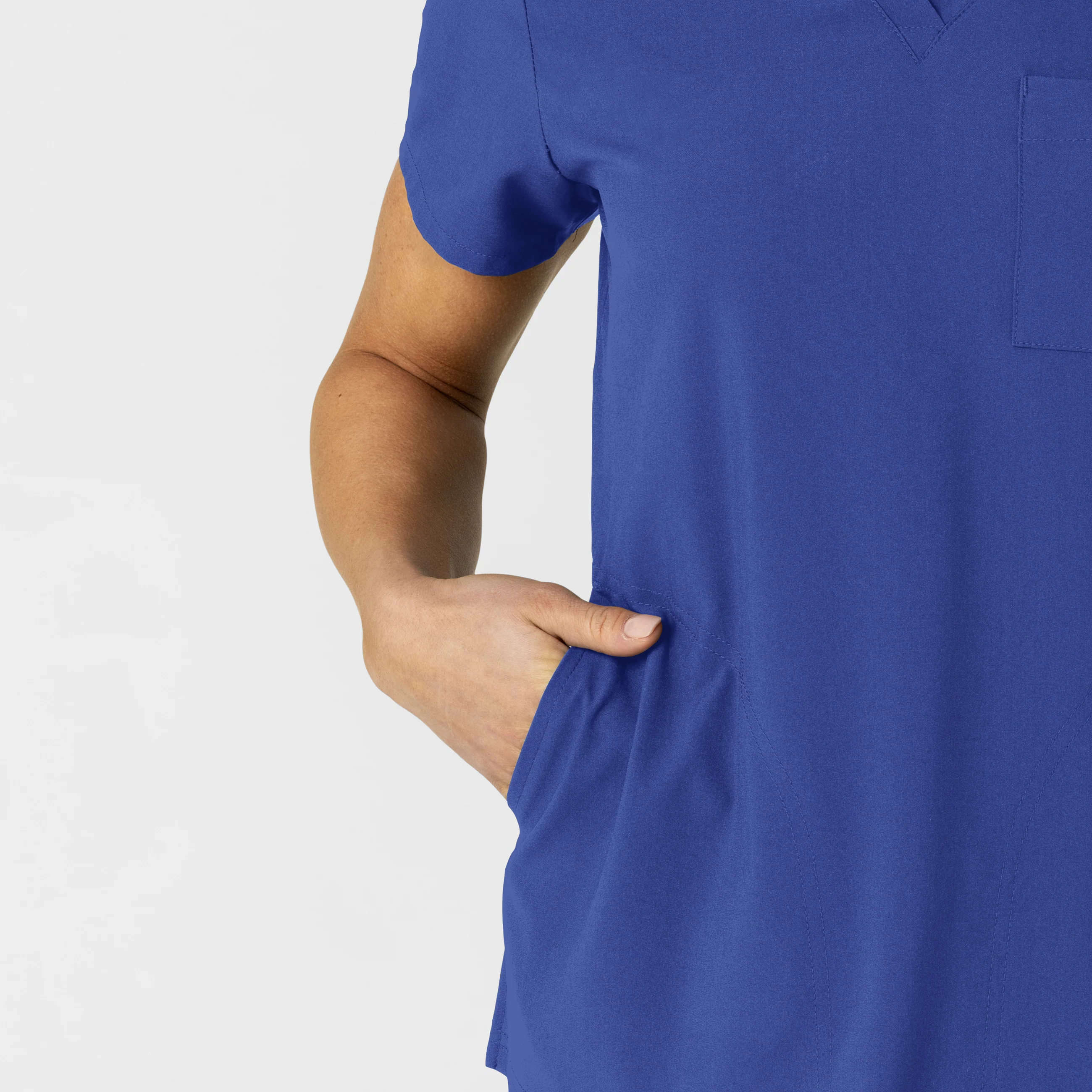 W123 Women's Flex-n-Reach V-Neck Scrub Top - Galaxy Blue - Image 7