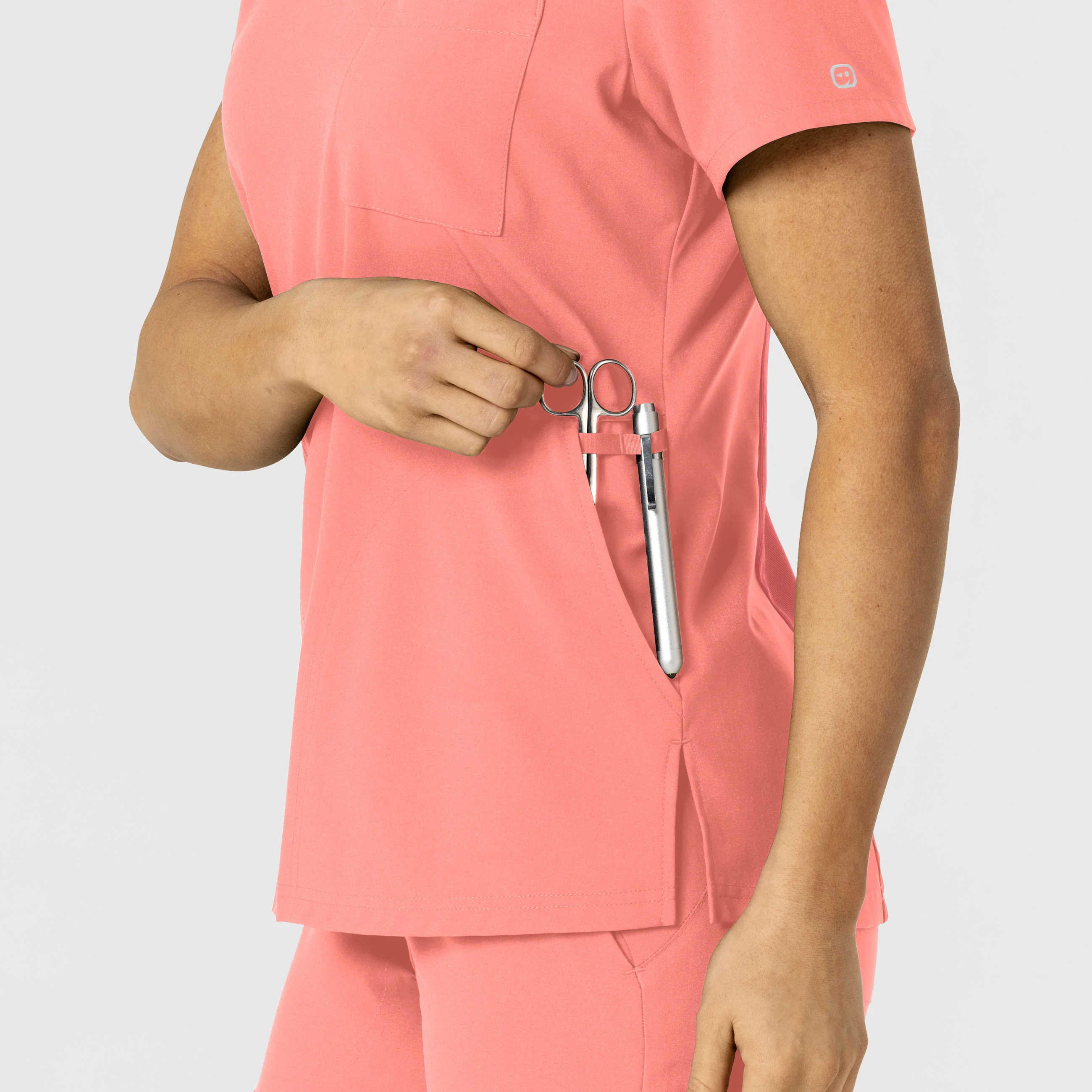 W123 Women's Flex-n-Reach V-Neck Scrub Top - Paradise Pink - Image 10