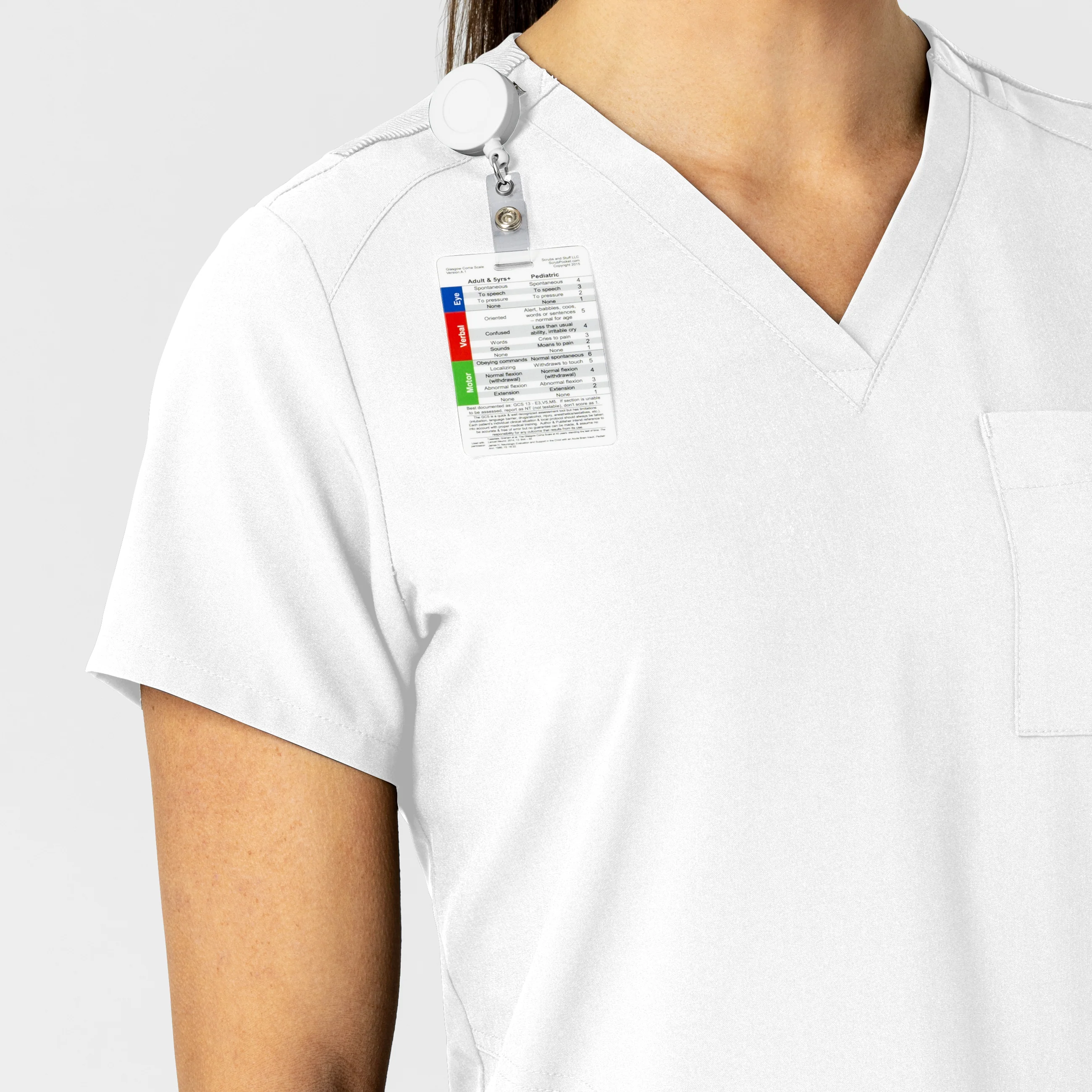 W123 Women's Flex-n-Reach V-Neck Scrub Top - White - Image 5