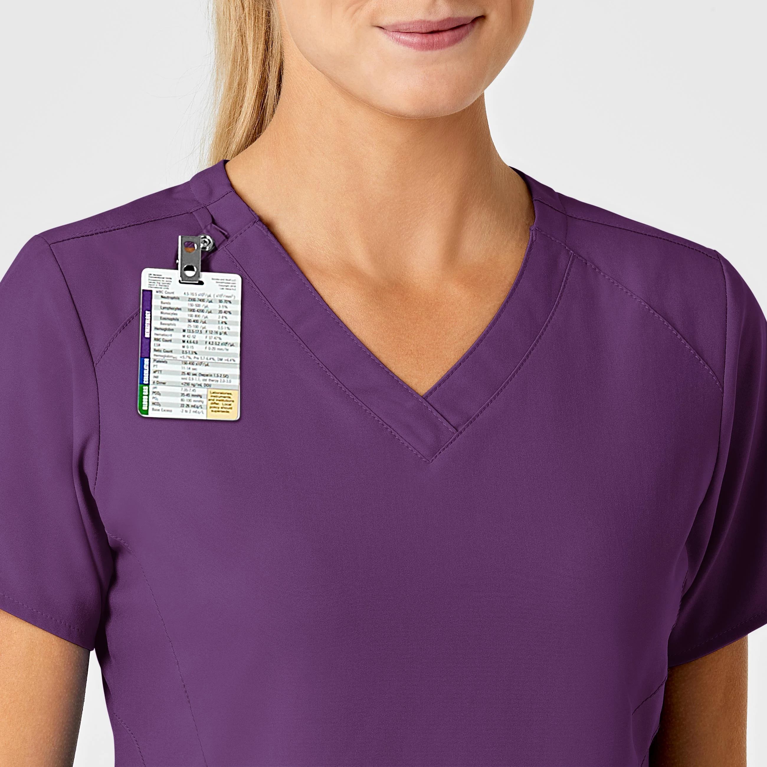 W123 Women's Stylized V-Neck Scrub Top - Eggplant - Image 6