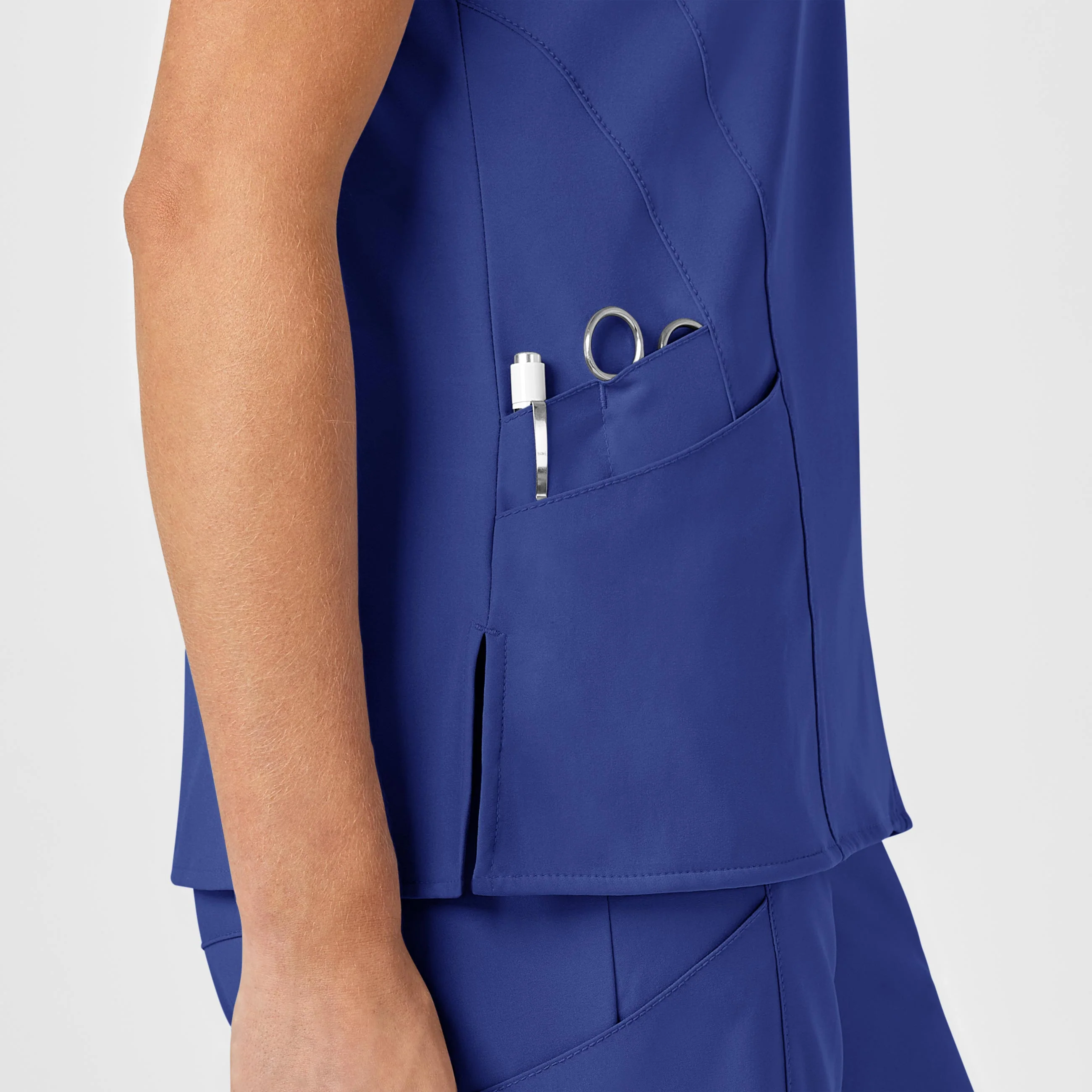 W123 Women's Stylized V-Neck Scrub Top - Galaxy Blue - Image 9
