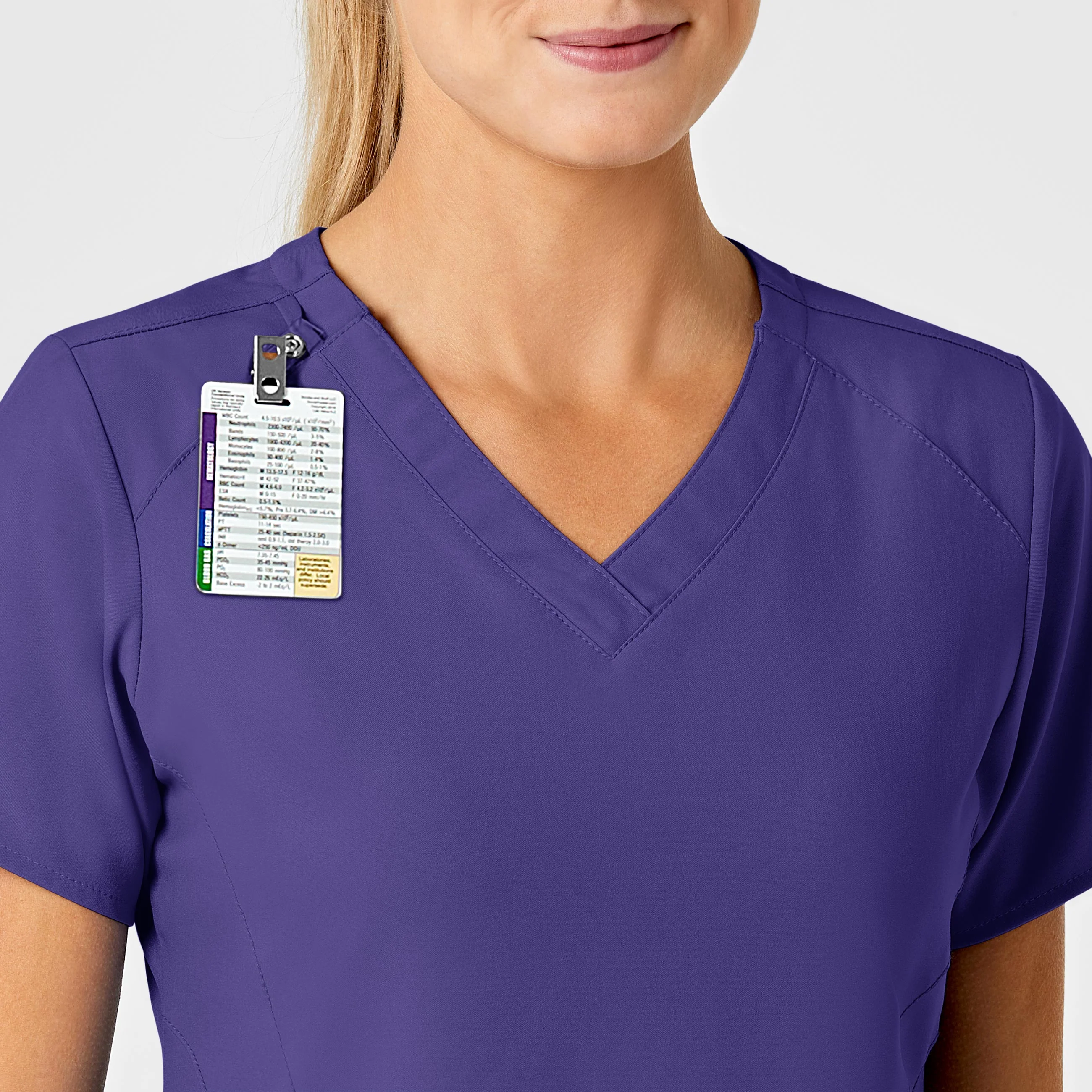 W123 Women's Stylized V-Neck Scrub Top - Grape - Image 6