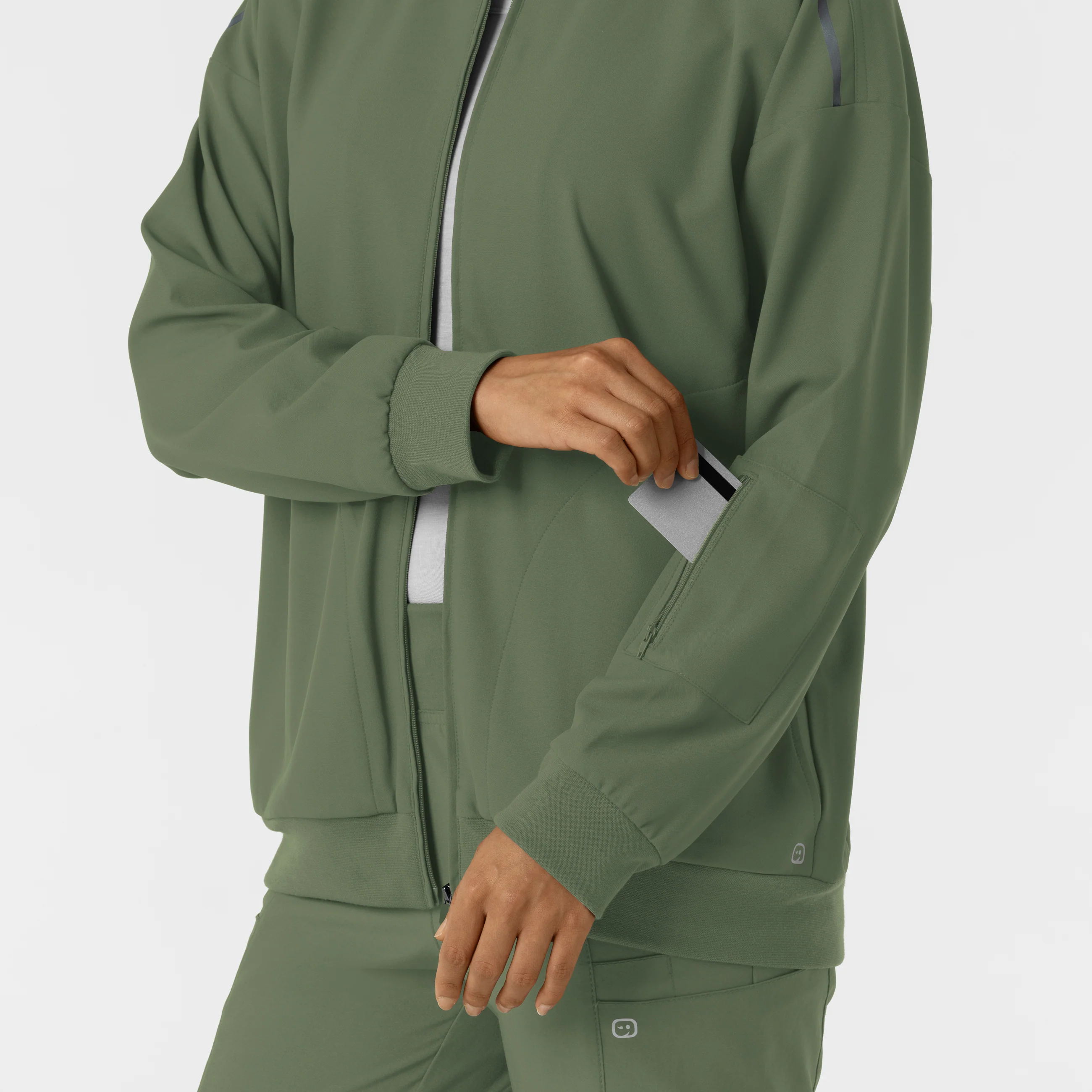 Women's Bomber Scrub Jacket - Olive - Image 10