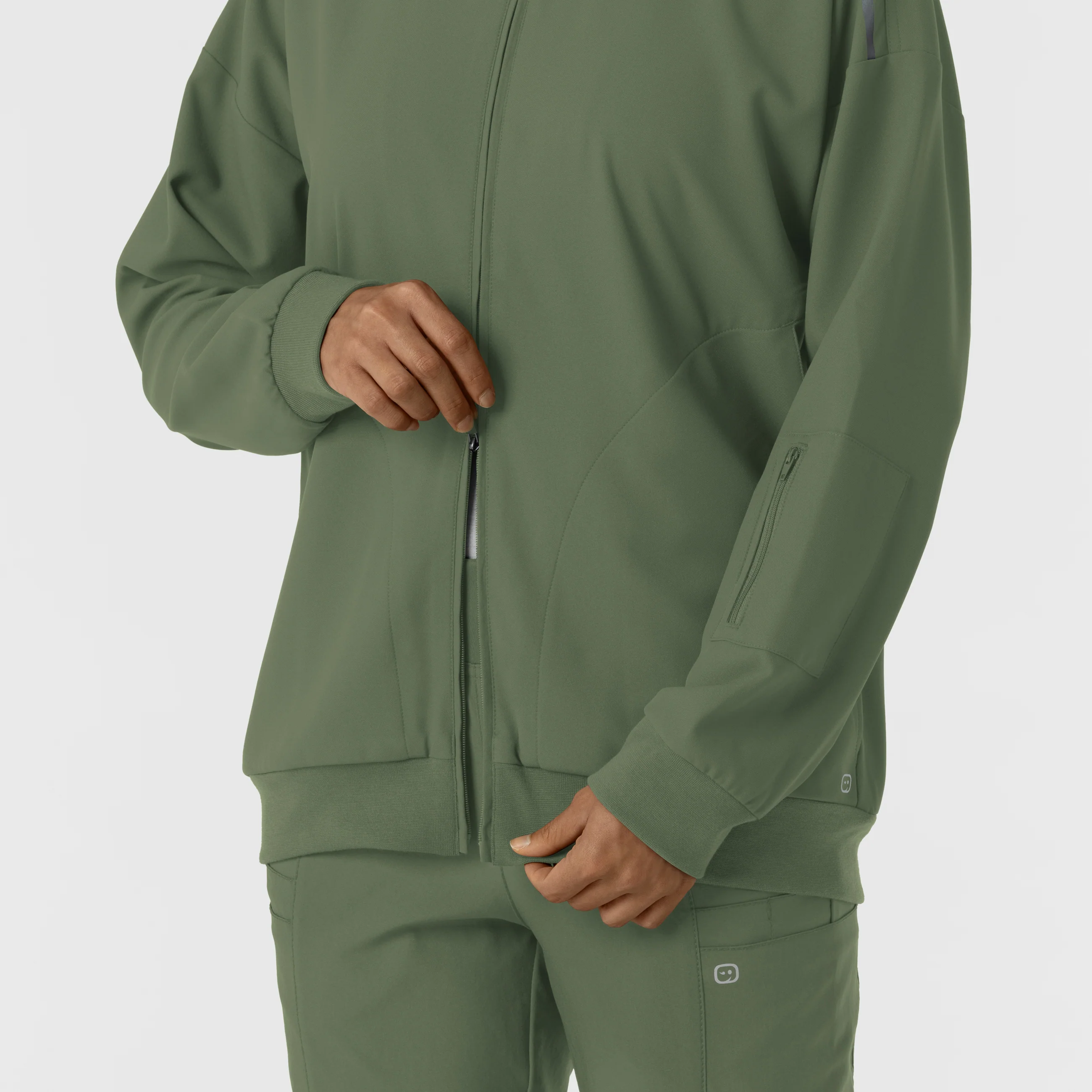Women's Bomber Scrub Jacket - Olive - Image 7
