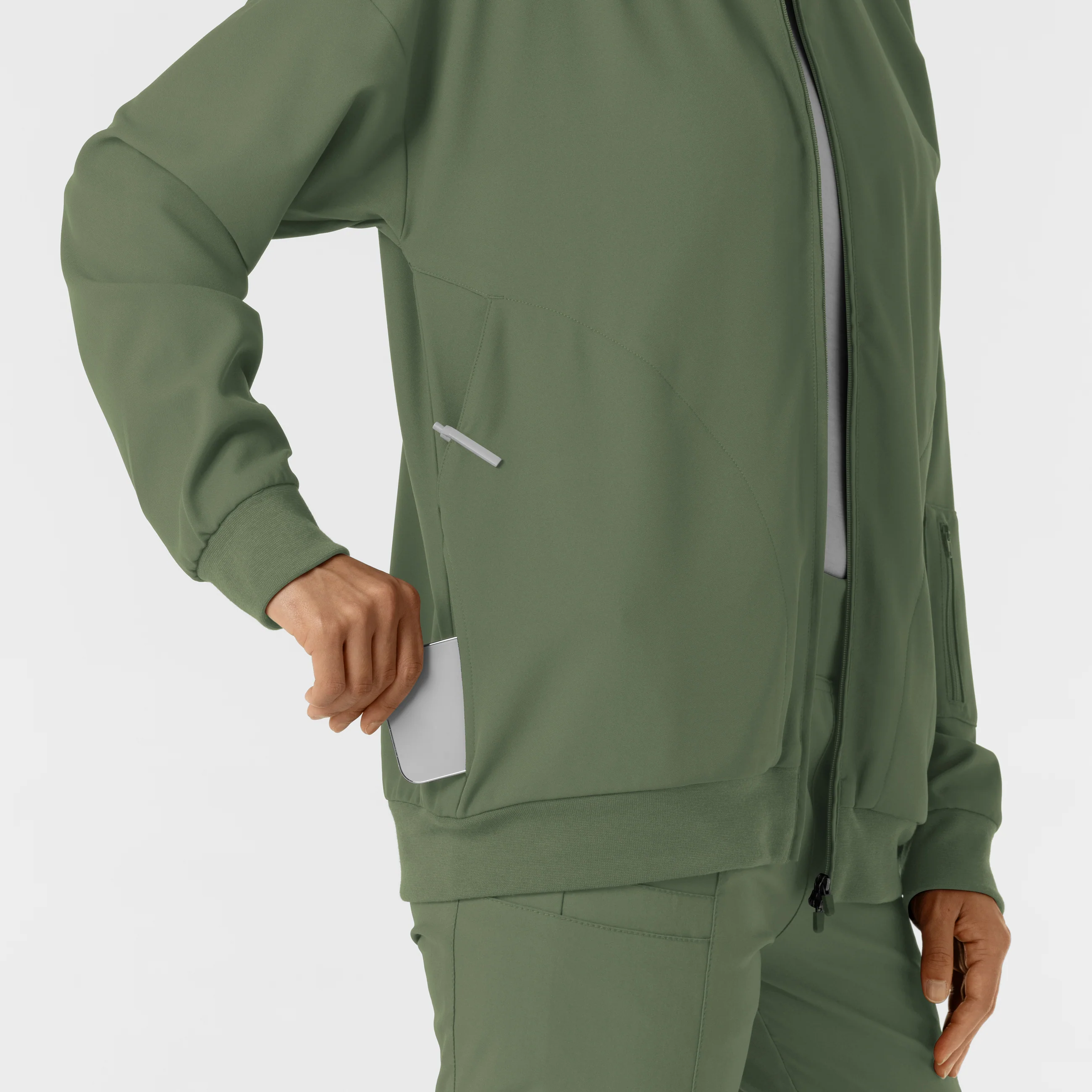 Women's Bomber Scrub Jacket - Olive - Image 8