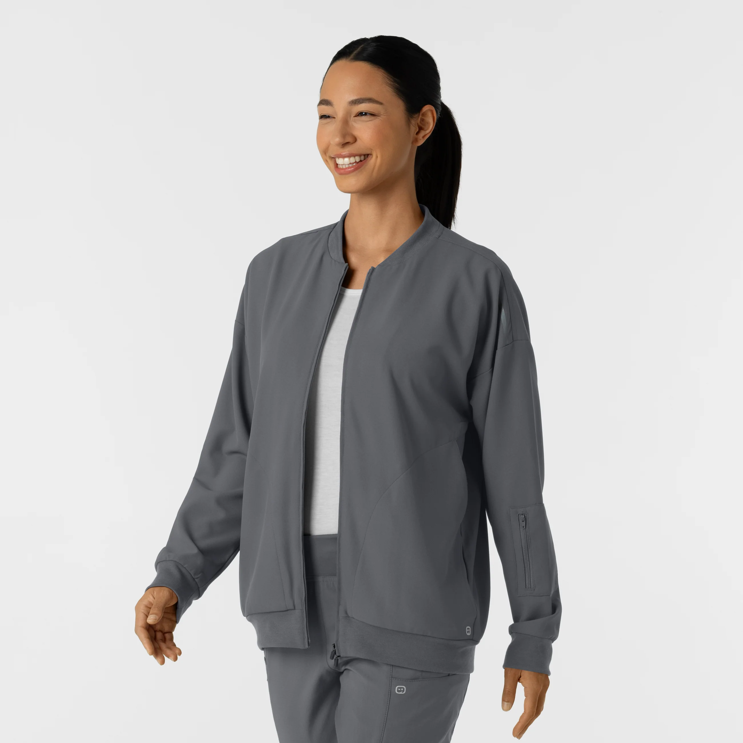 Women's Bomber Scrub Jacket - Pewter - Image 4